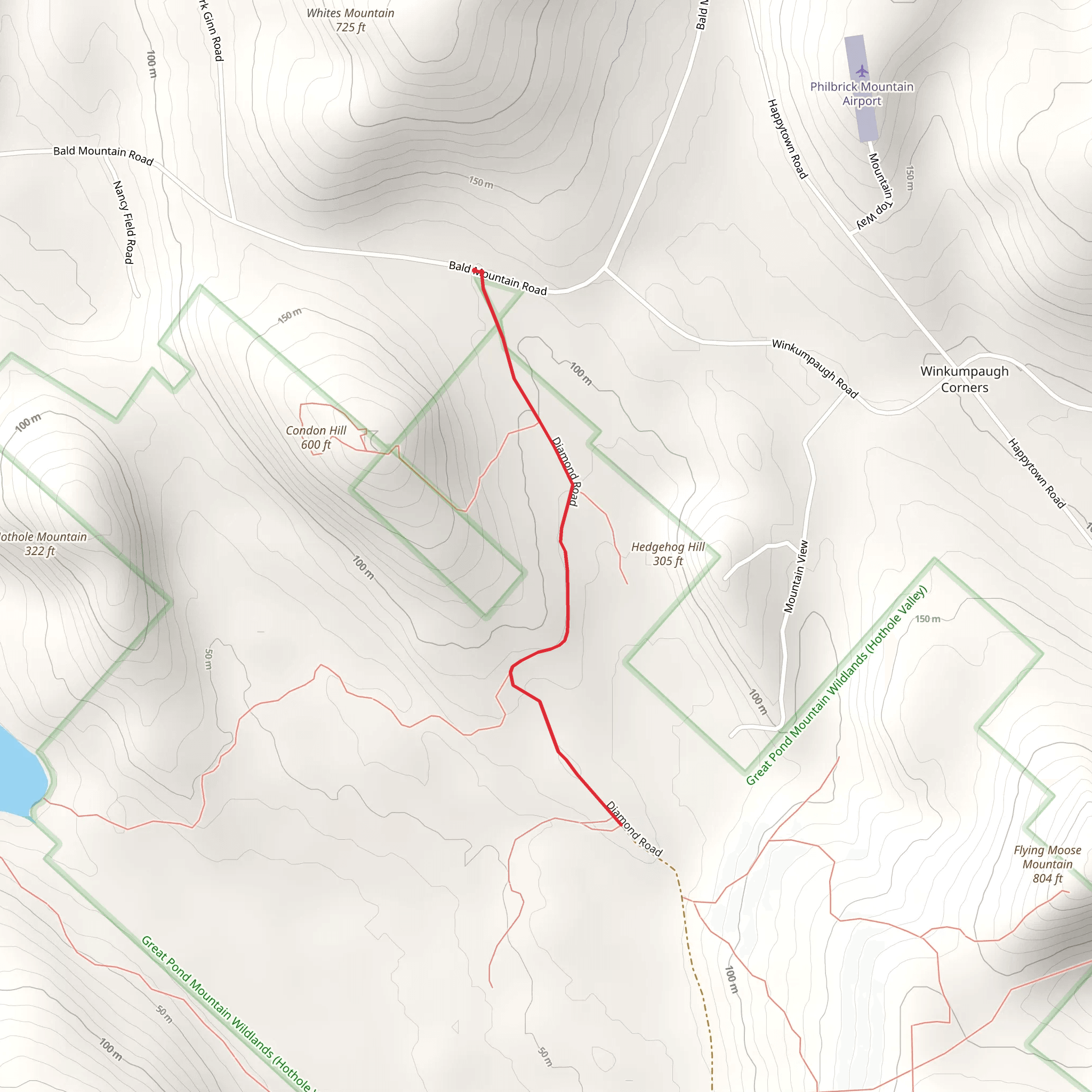 Hedgehog Hill via Diamond Road mobile static map