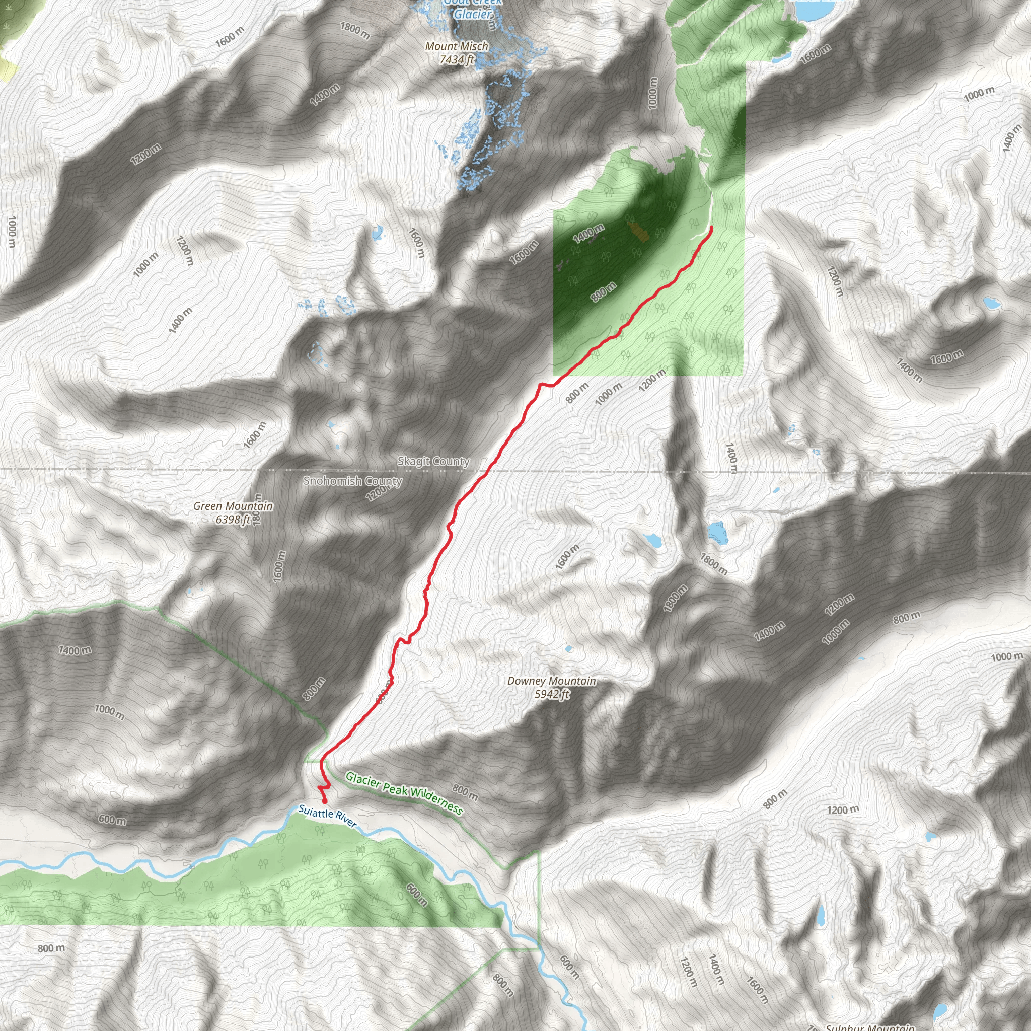 Downey Creek Trail mobile static map