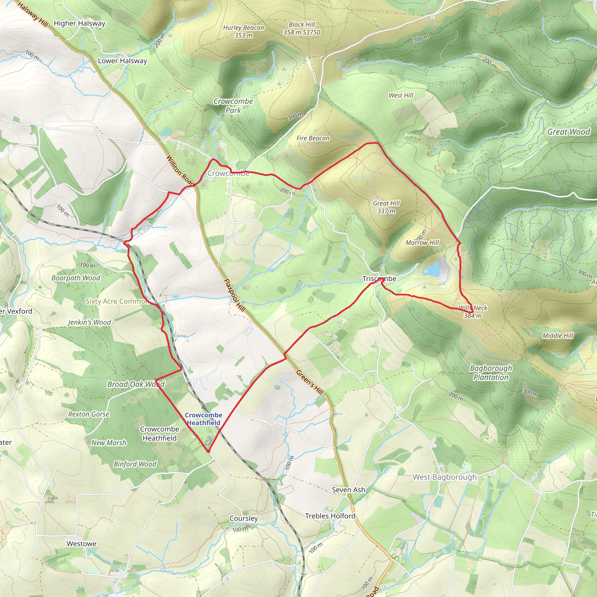 Crowcombe and Wills Neck mobile static map