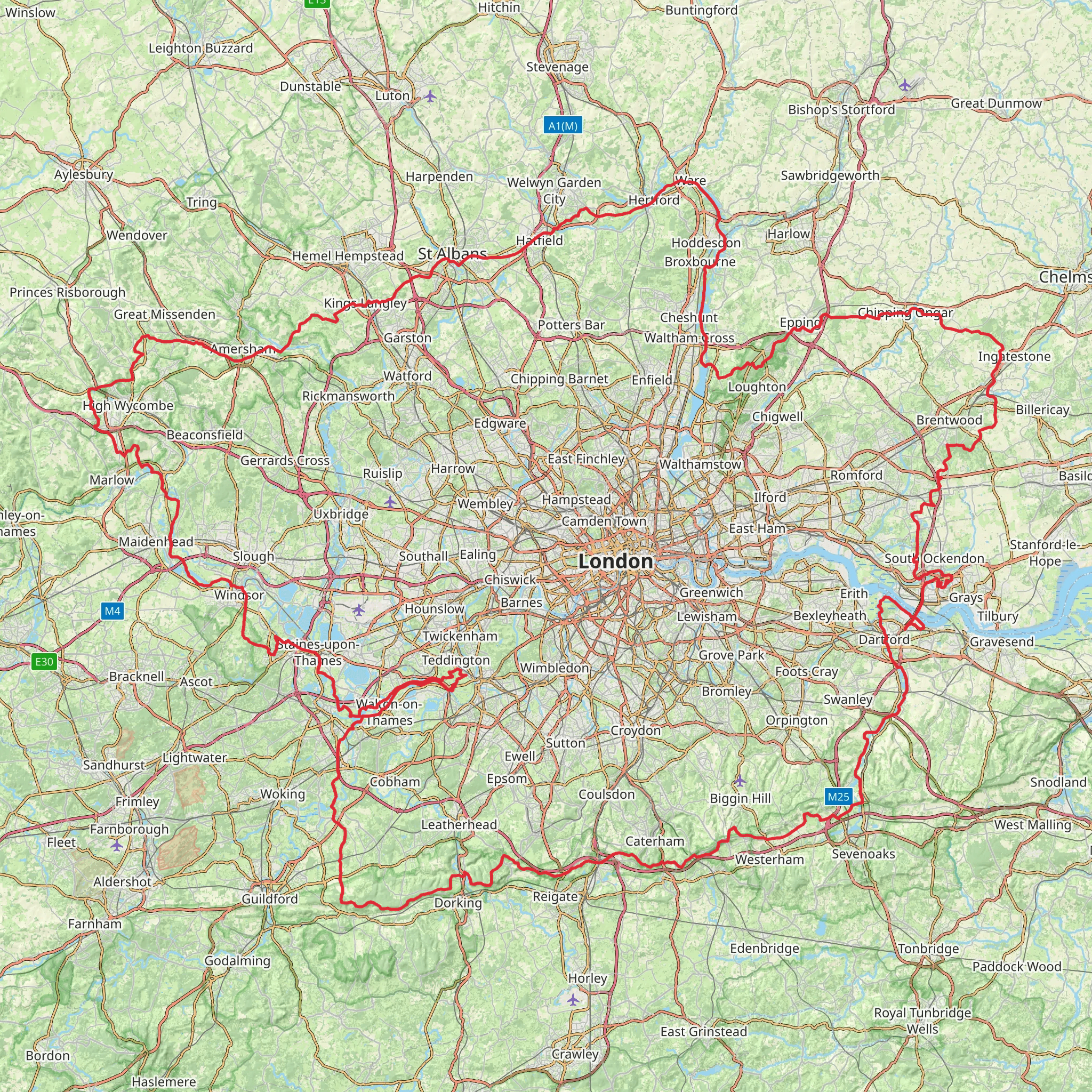 London Green Belt Way mobile static map