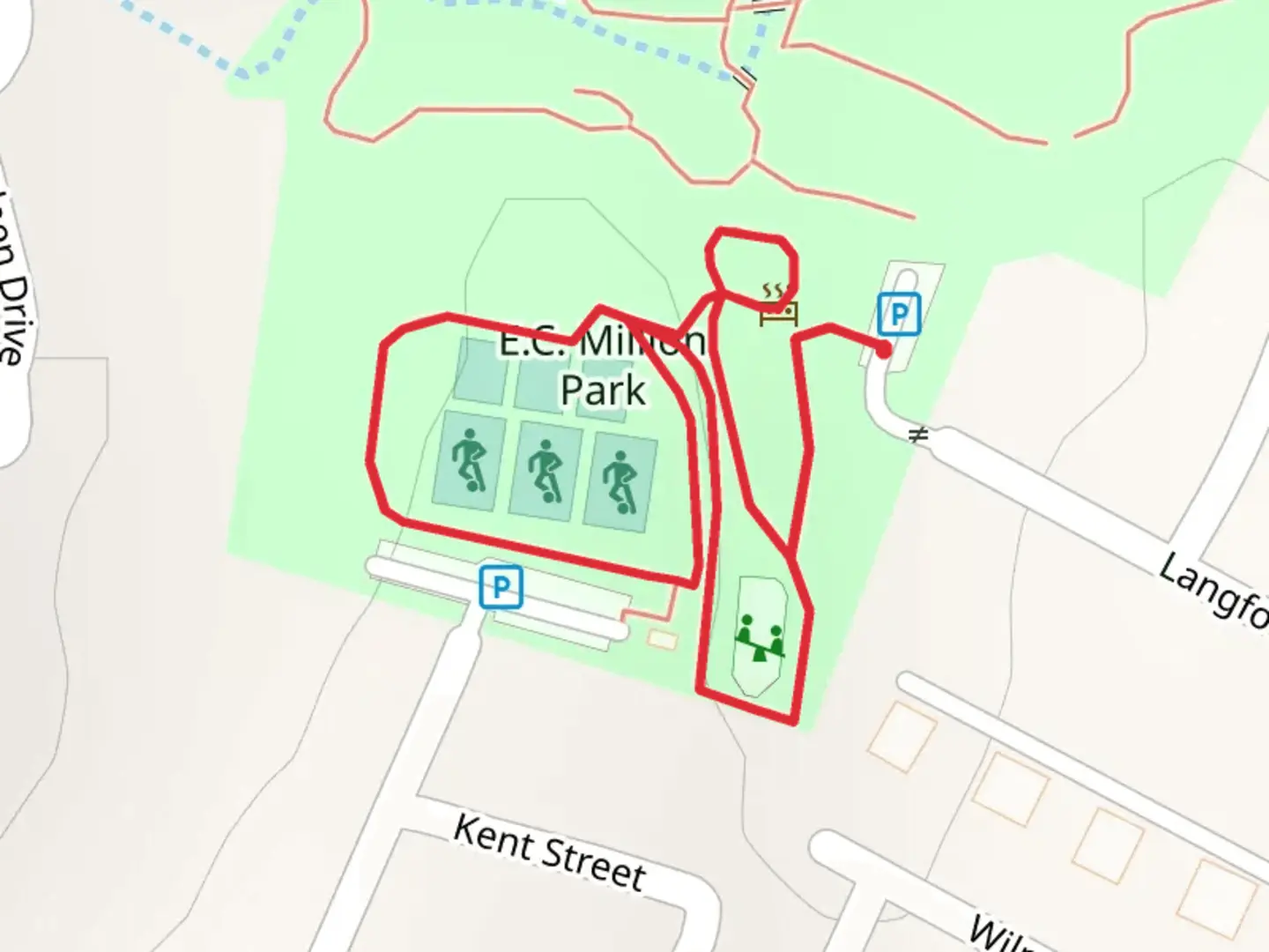 An image depicting the trail E C Million Park Loop and its surrounding area.