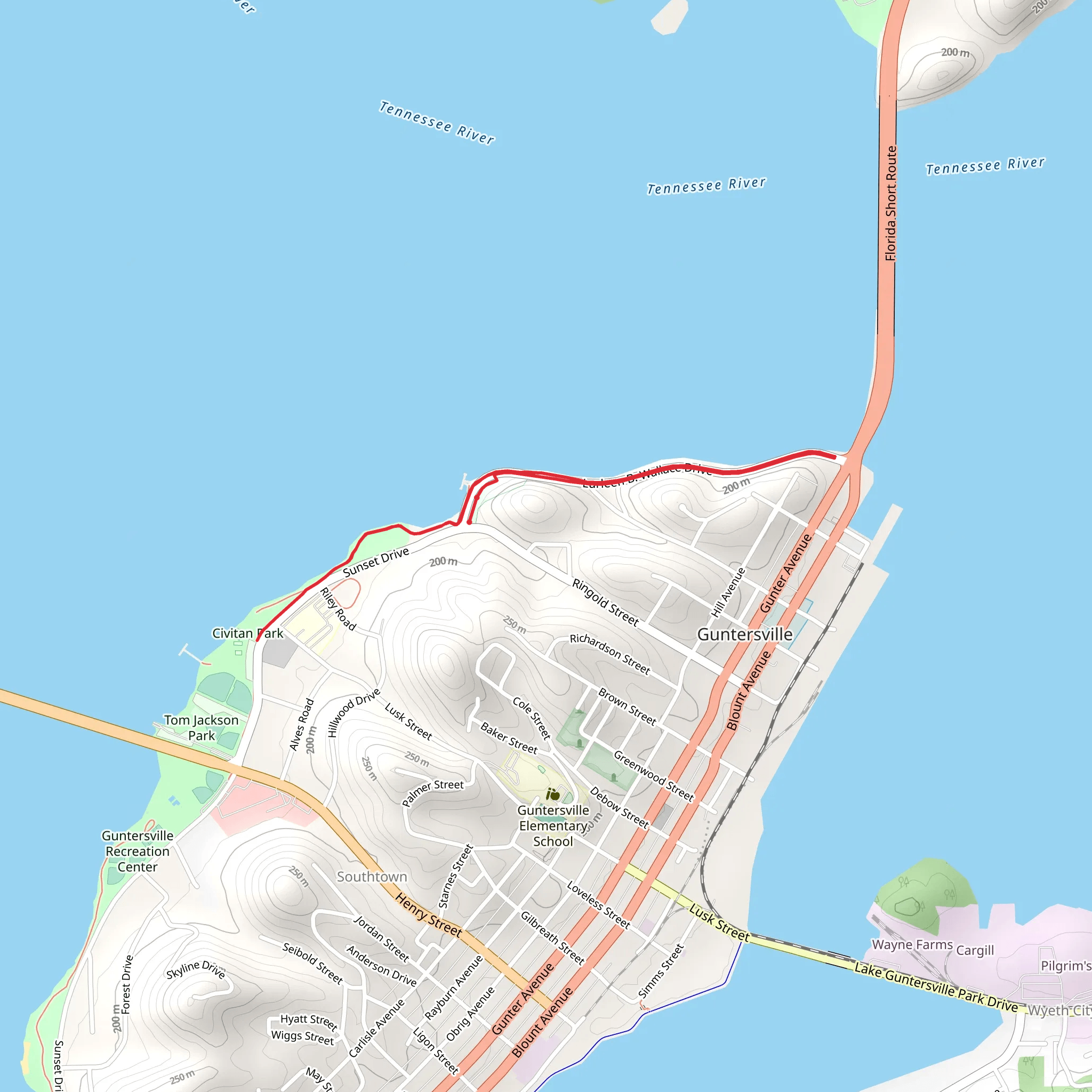 Sunset Drive Trail mobile static map