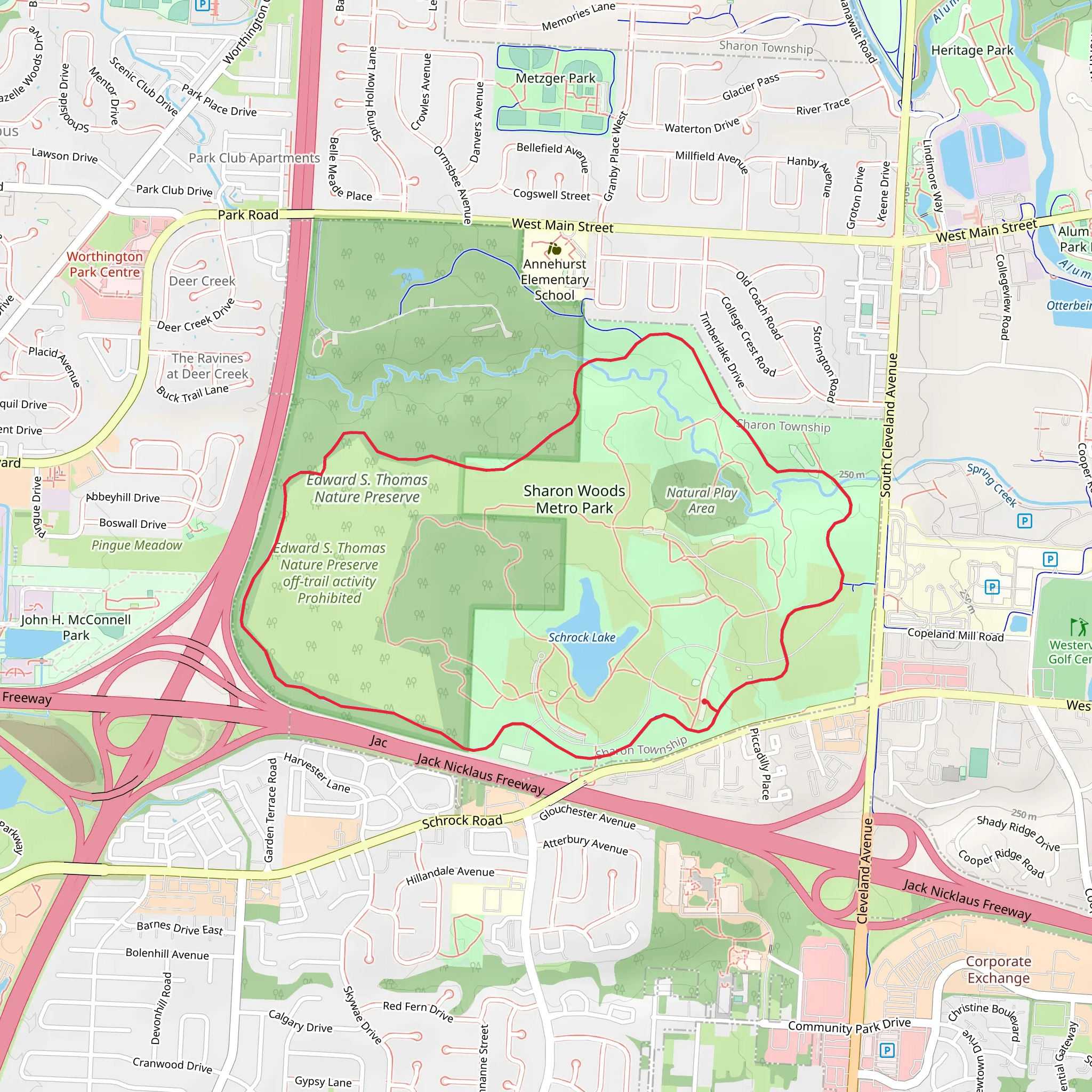 Sharon Woods Metro Park Loop mobile static map