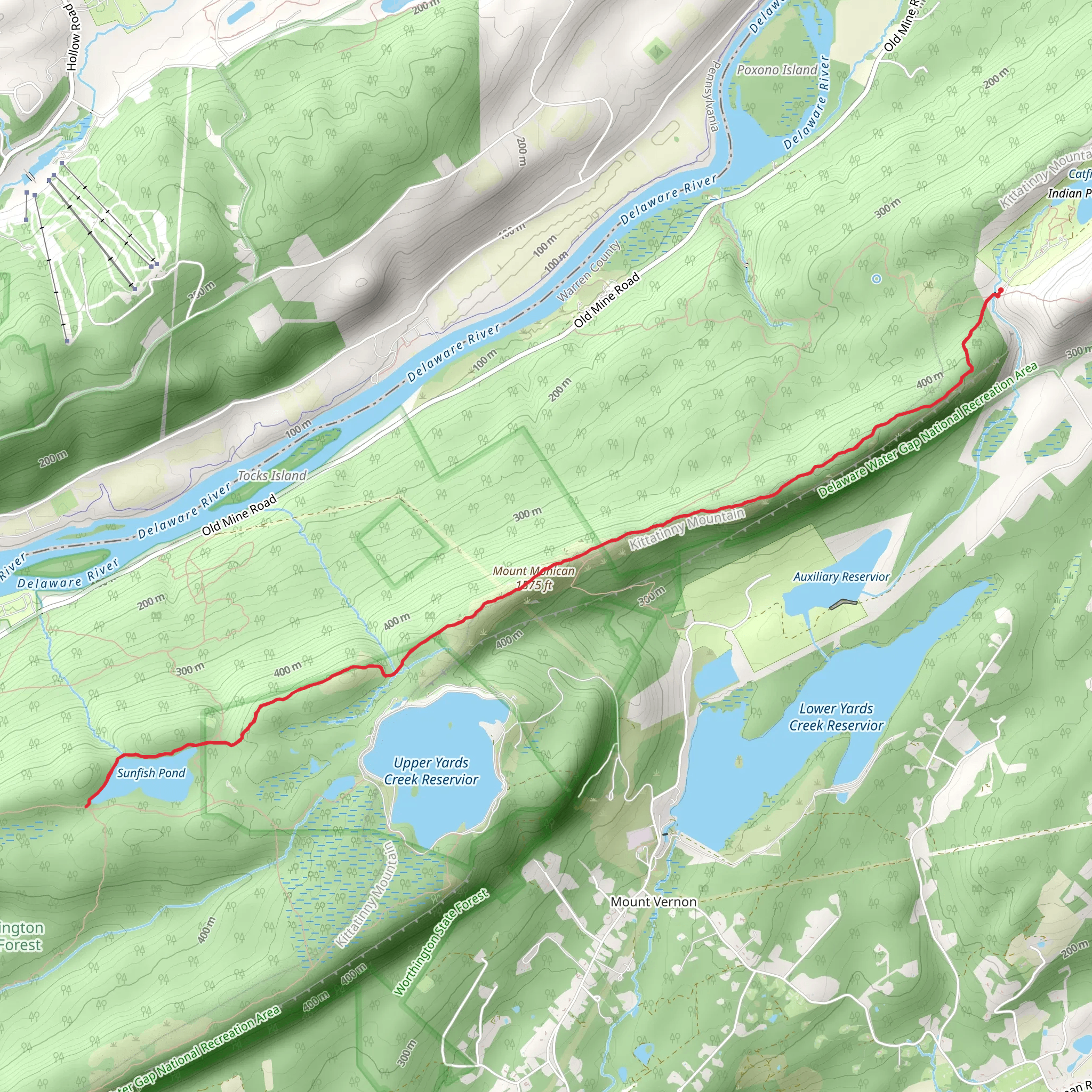 Raccoon Ridge and Sunfish Pond via Appalachian Trail mobile static map