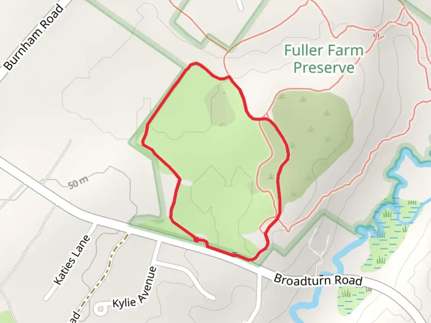 An image depicting the trail Maine Trail via Hayfield Trail and its surrounding area.