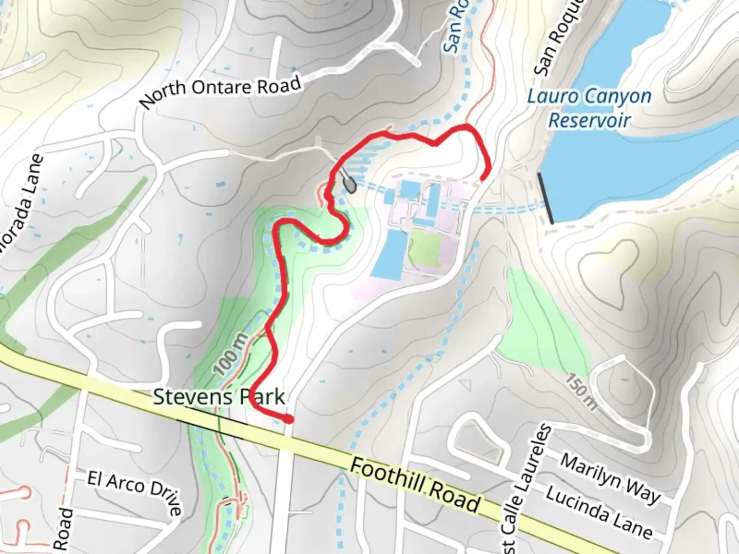 An image depicting the trail Steven Park and Jesusita Trail and its surrounding area.