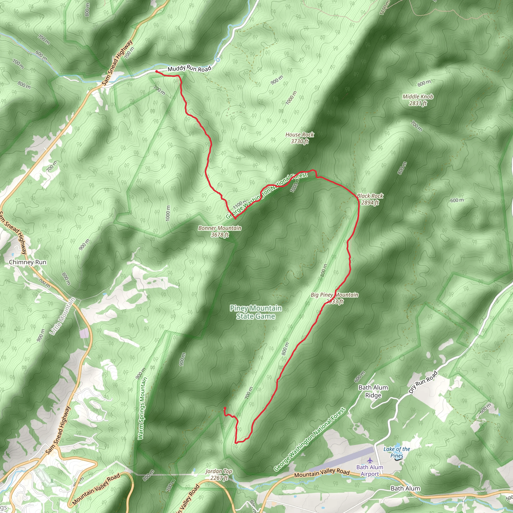 Piney Mountain Trail mobile static map