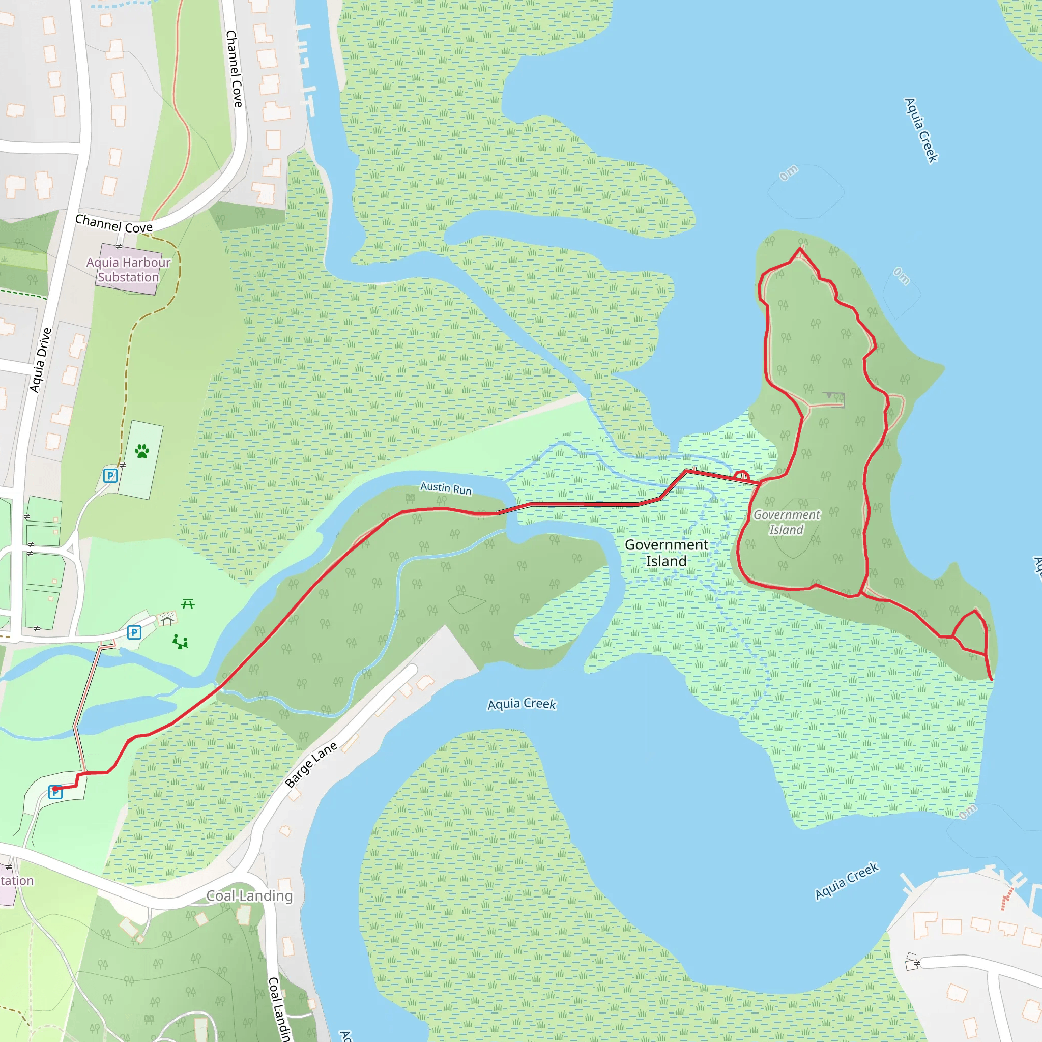 Austin Run and Aquia Creek Loop mobile static map
