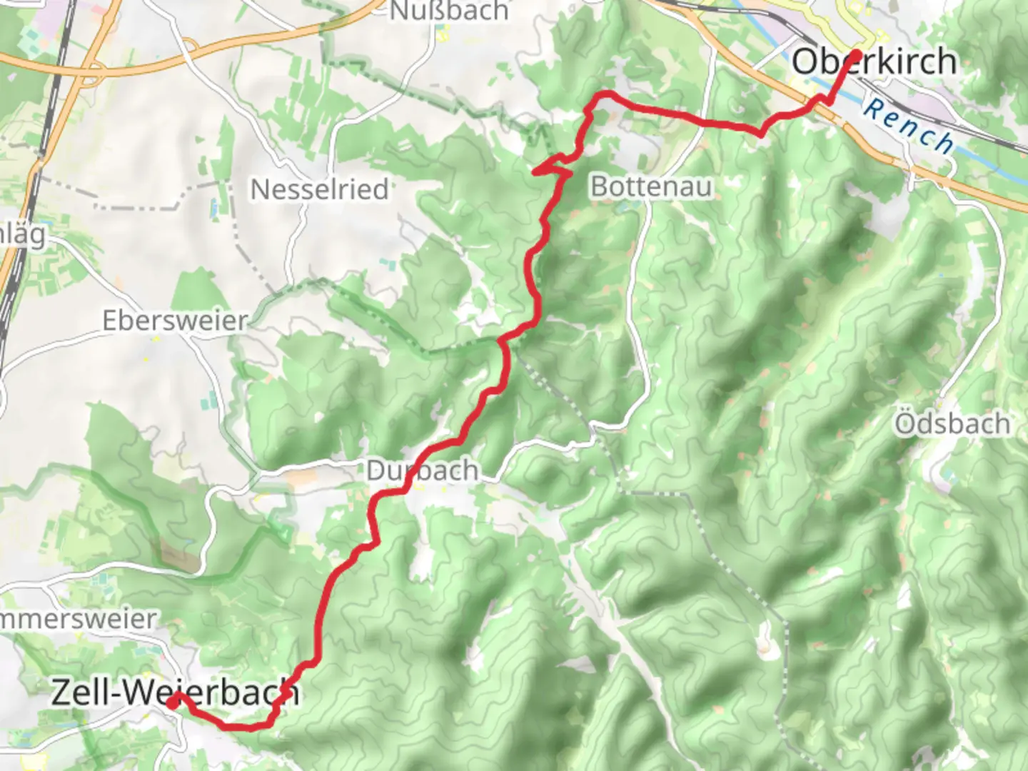 An image depicting the trail Oberkirch to Zell-Weierbach via Ortenauer Weinpfad and its surrounding area.