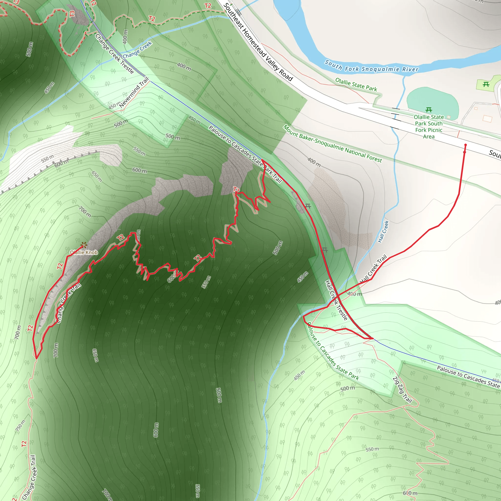 Hall Creek and Change Creek Trail - Short mobile static map
