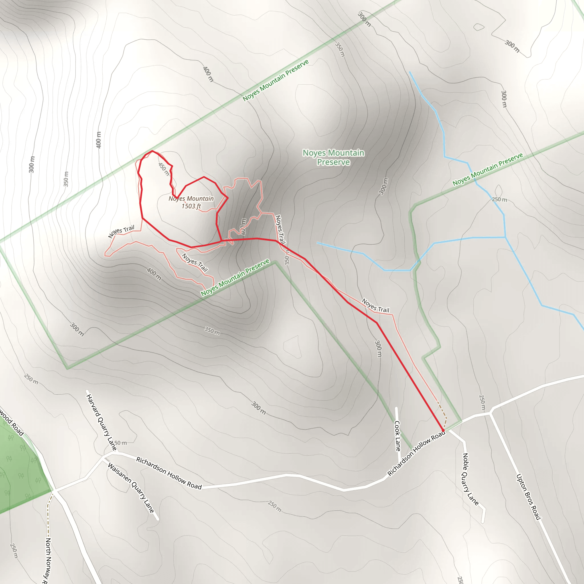 Noyes Mountain Trail mobile static map