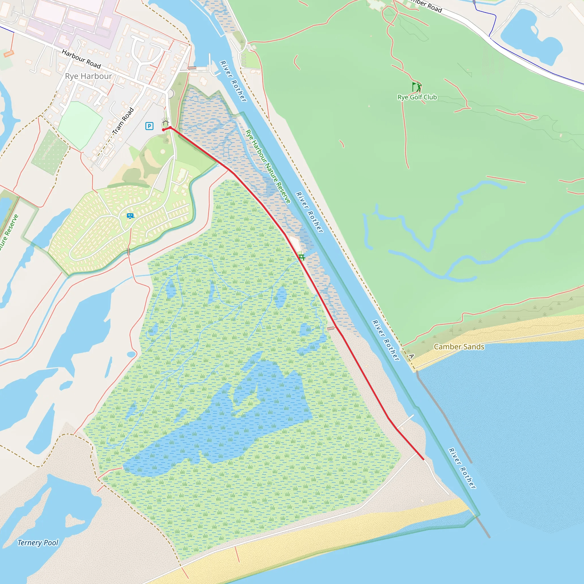 Red Roofed Hut Walk - Rye Harbour mobile static map