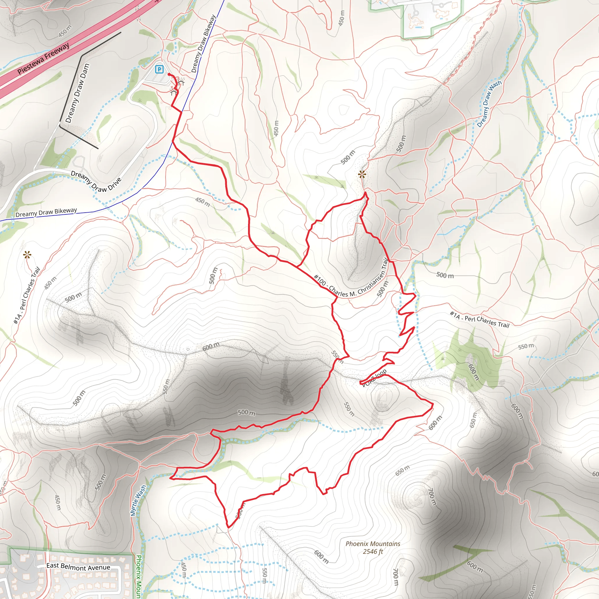 Dreamy Draw Nature Trail and Myrtle Wash Loop mobile static map