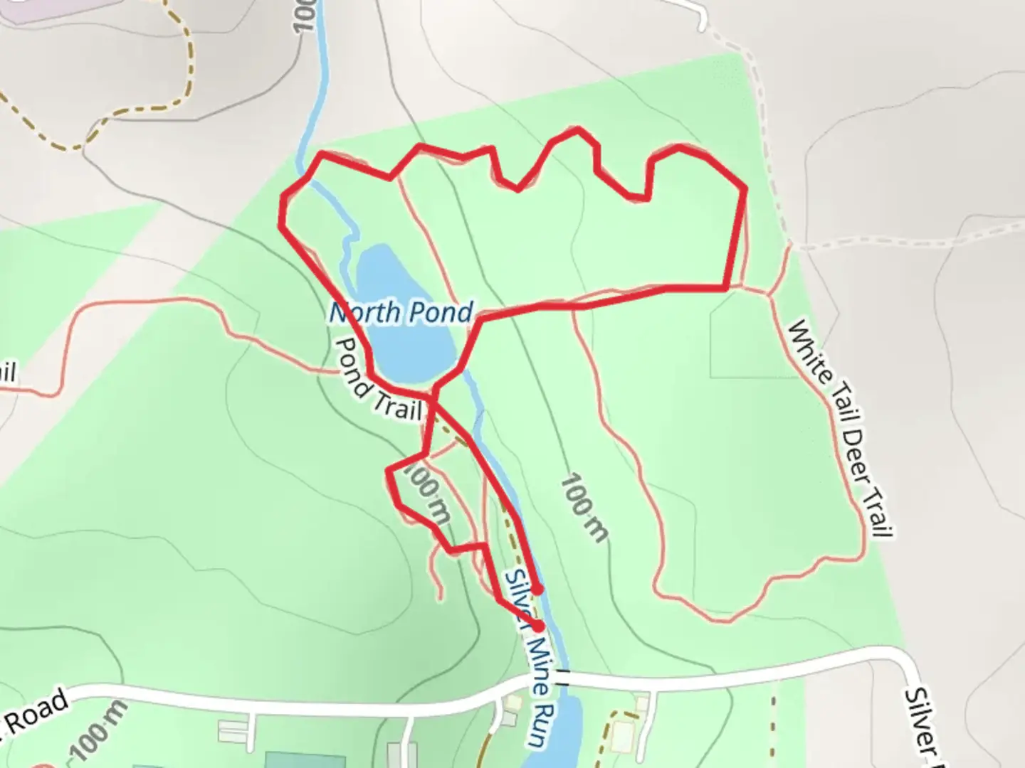 An image depicting the trail Silver Mine Run Loop and its surrounding area.
