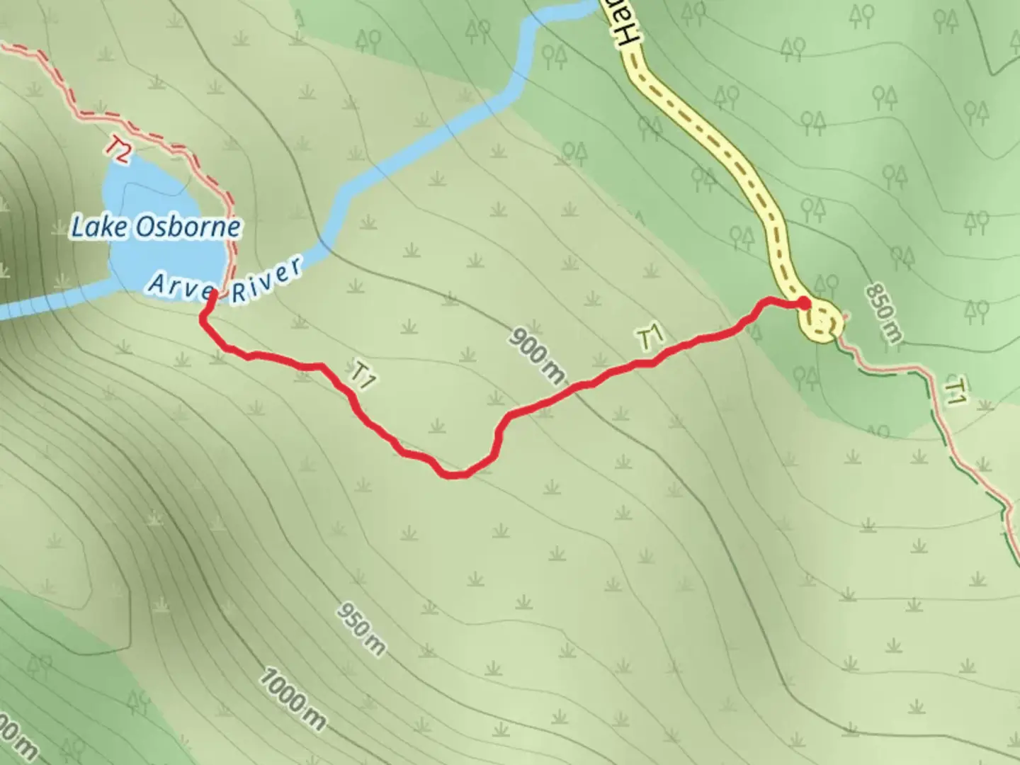 An image depicting the trail Lake Osborne Track and its surrounding area.