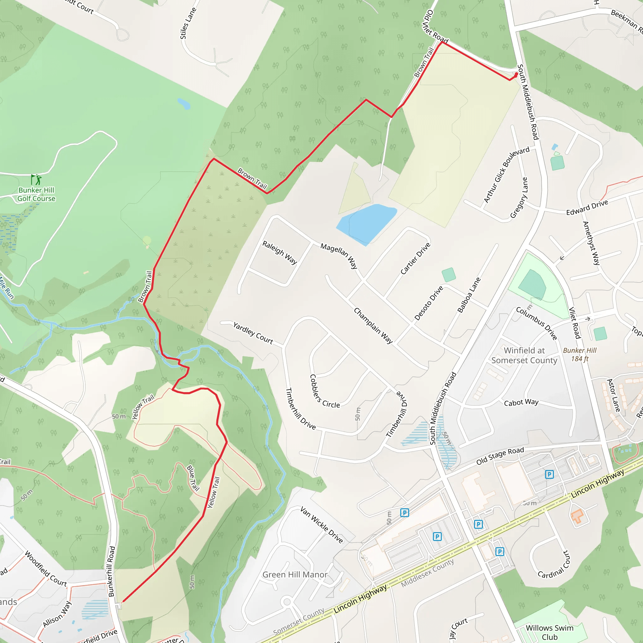 Brown Trail and Yellow Trail mobile static map