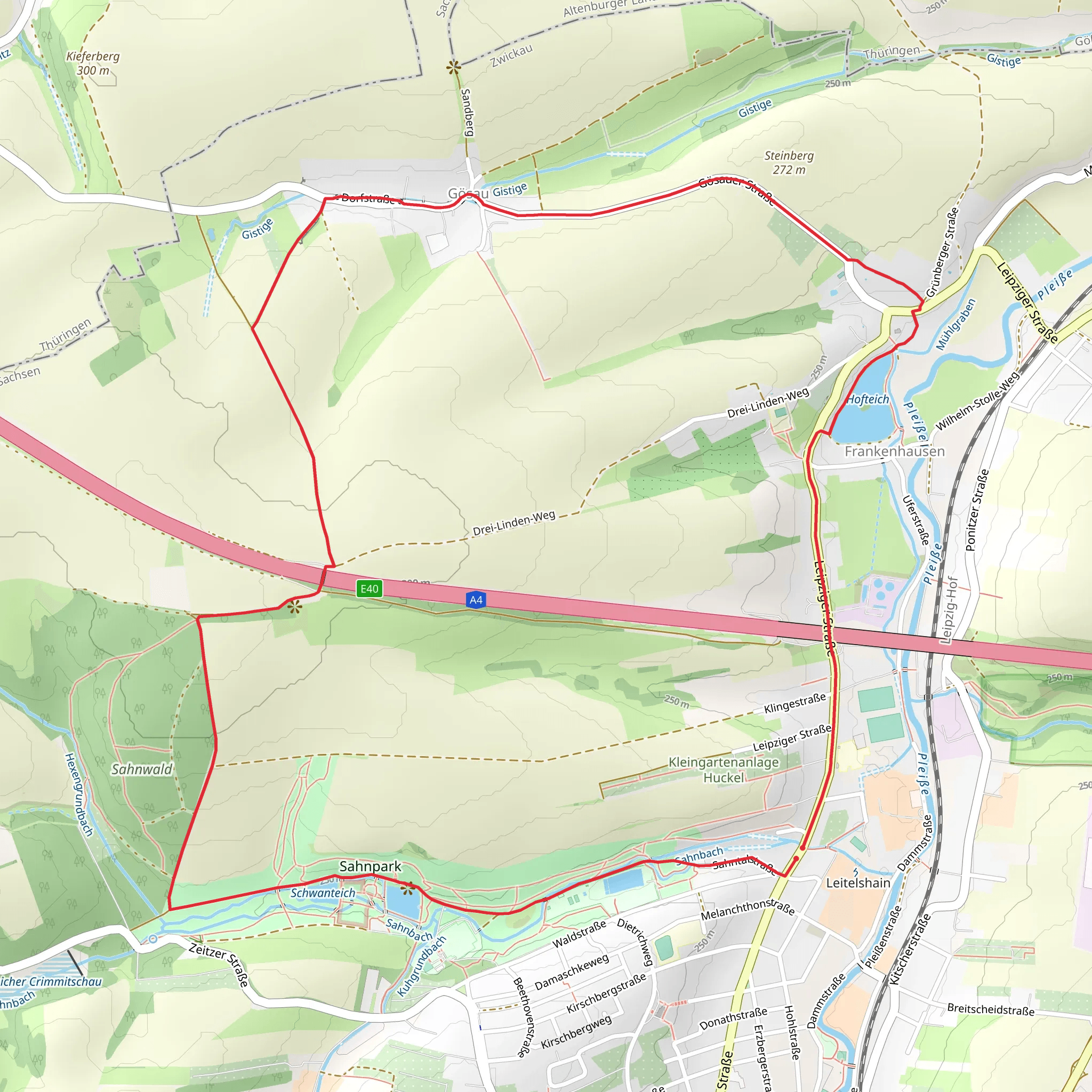 Gondelteich, Schwanteich and Hofteich via Lutherweg mobile static map