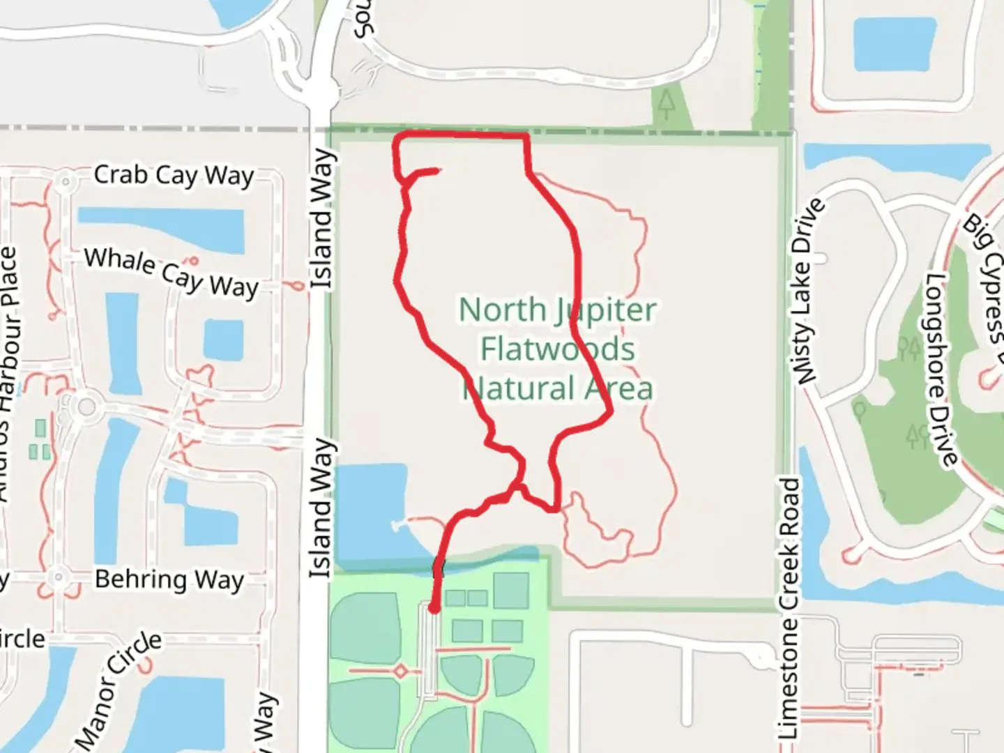 An image depicting the trail North Jupiter Flatwoods Natural Area Loop and its surrounding area.