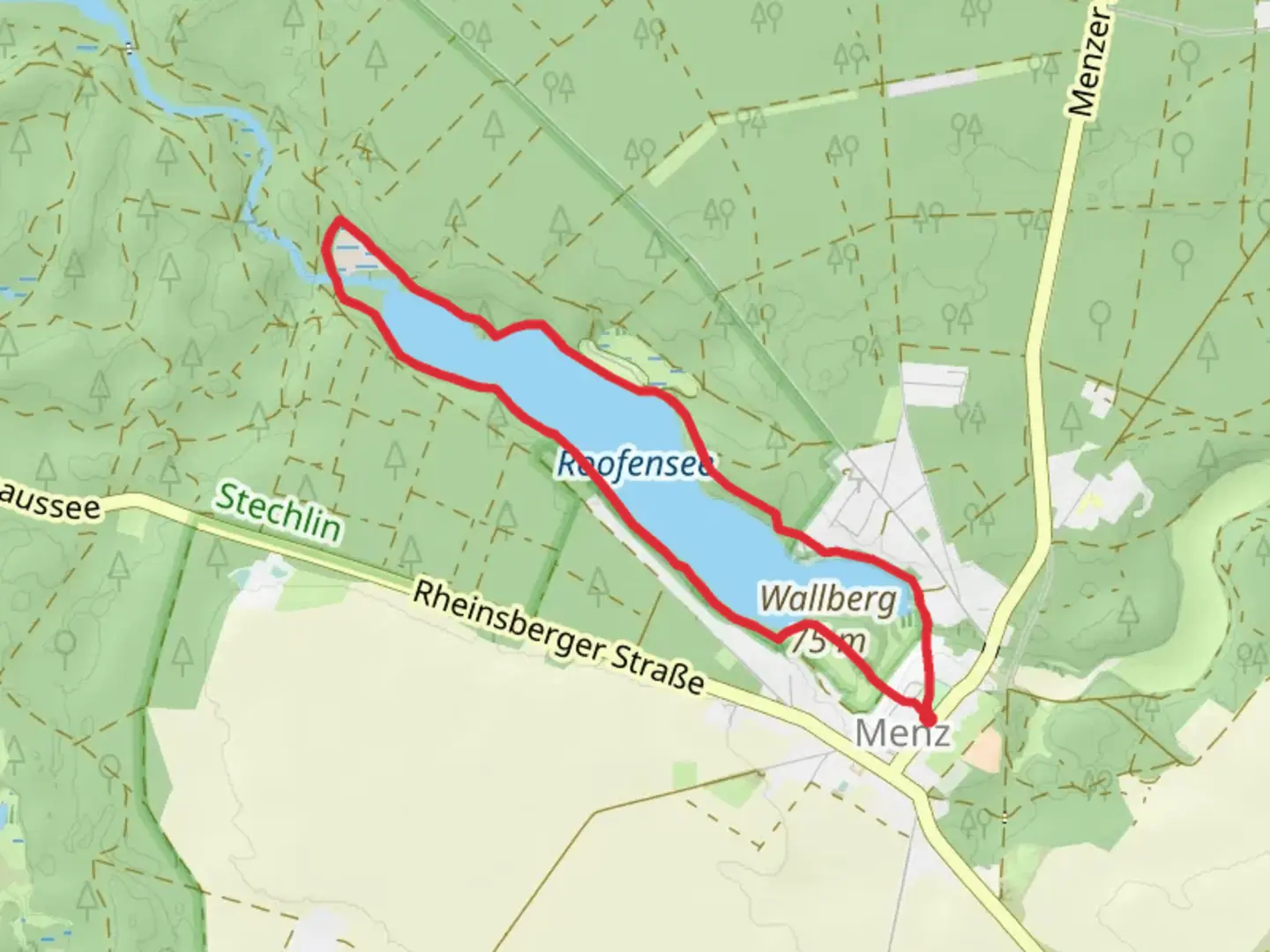 An image depicting the trail Roofensee Loop and its surrounding area.