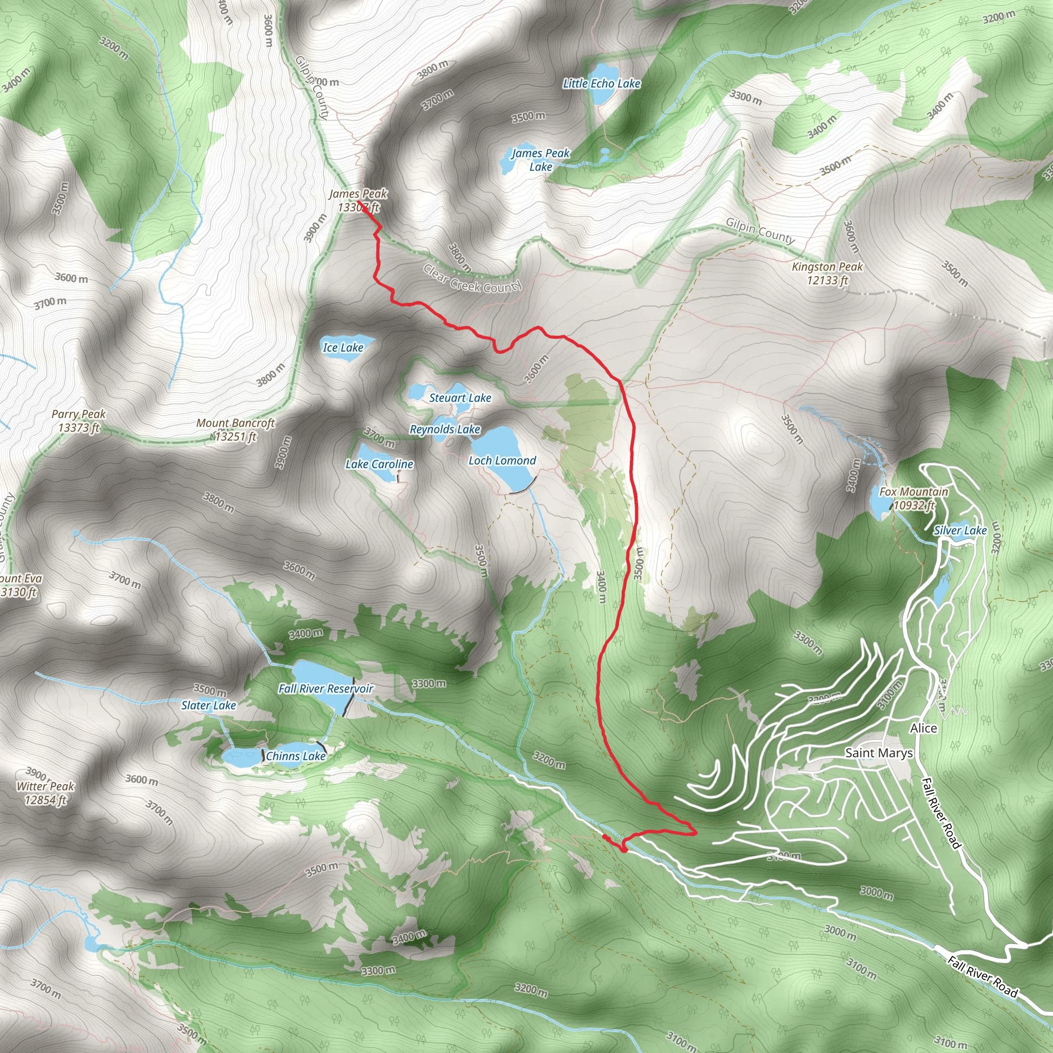 James Peak South Trail mobile static map