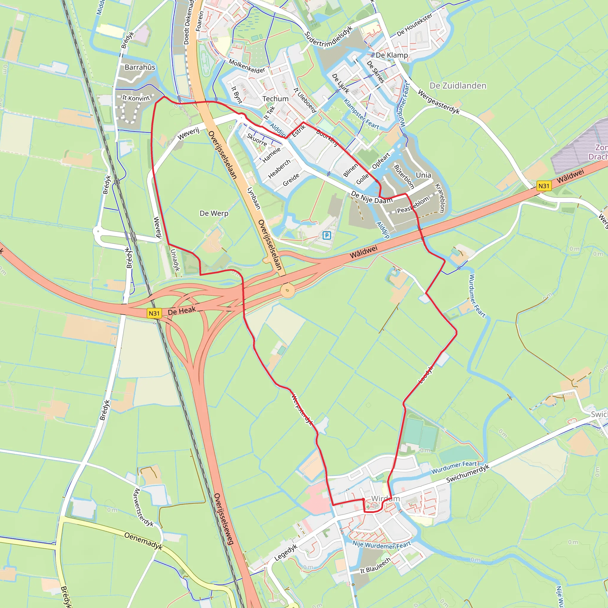 Knooppunt Werpsterhoek and De Zuidlanden Loop mobile static map