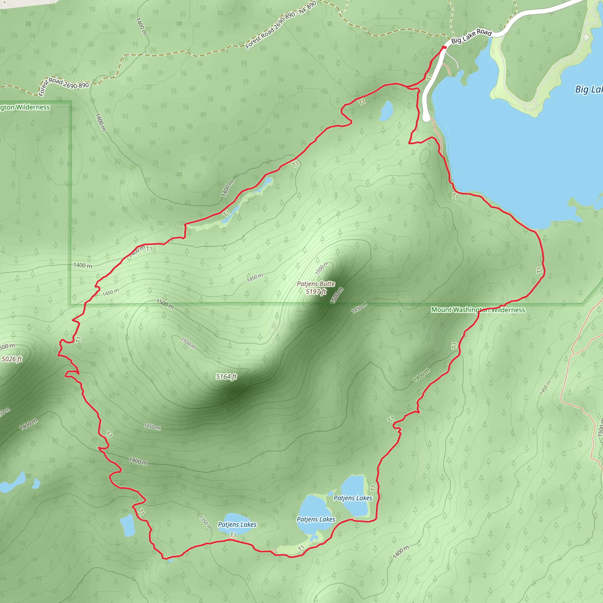 Patjens Lake Loop Trail mobile static map