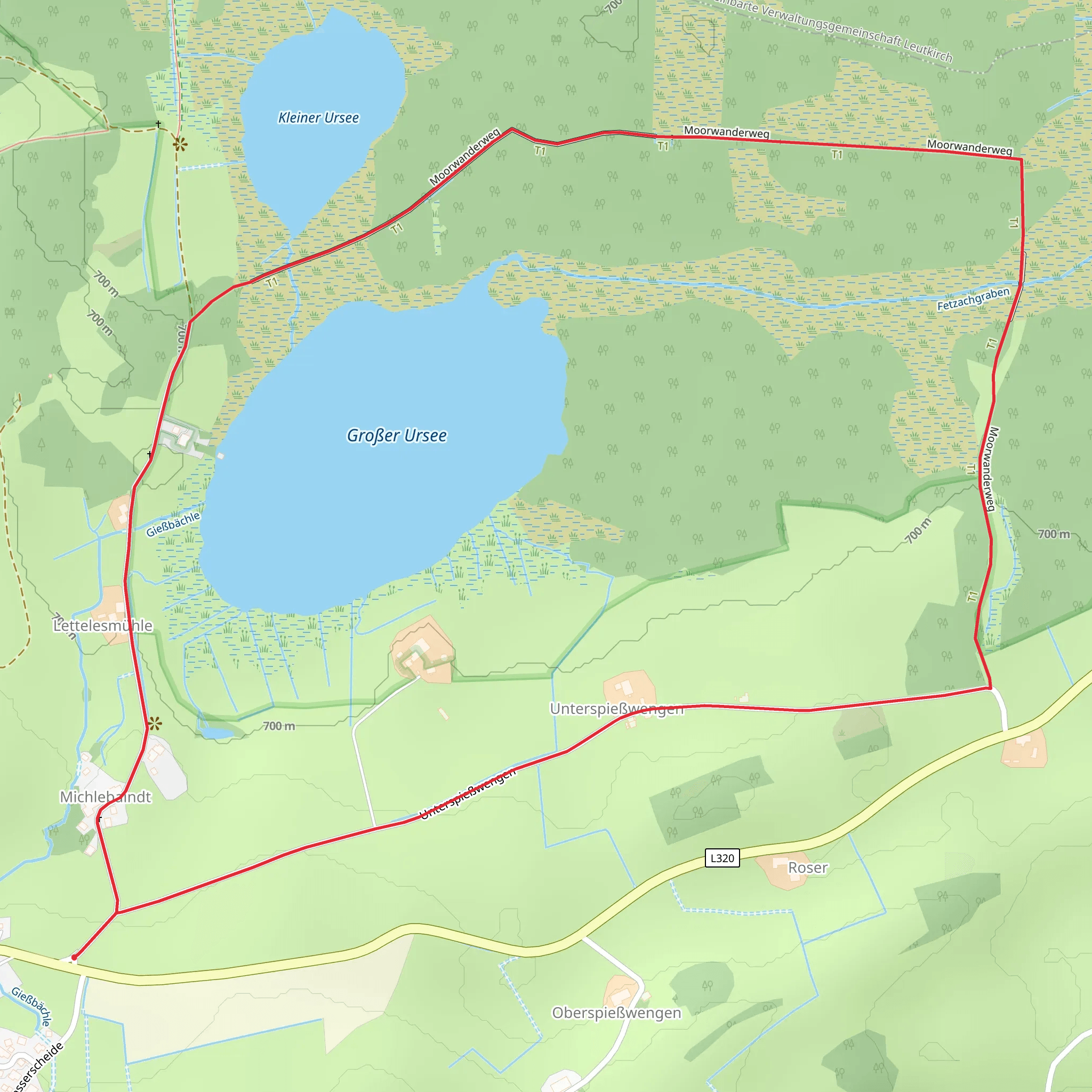 Großer Ursee and Taufachmoos Loop mobile static map