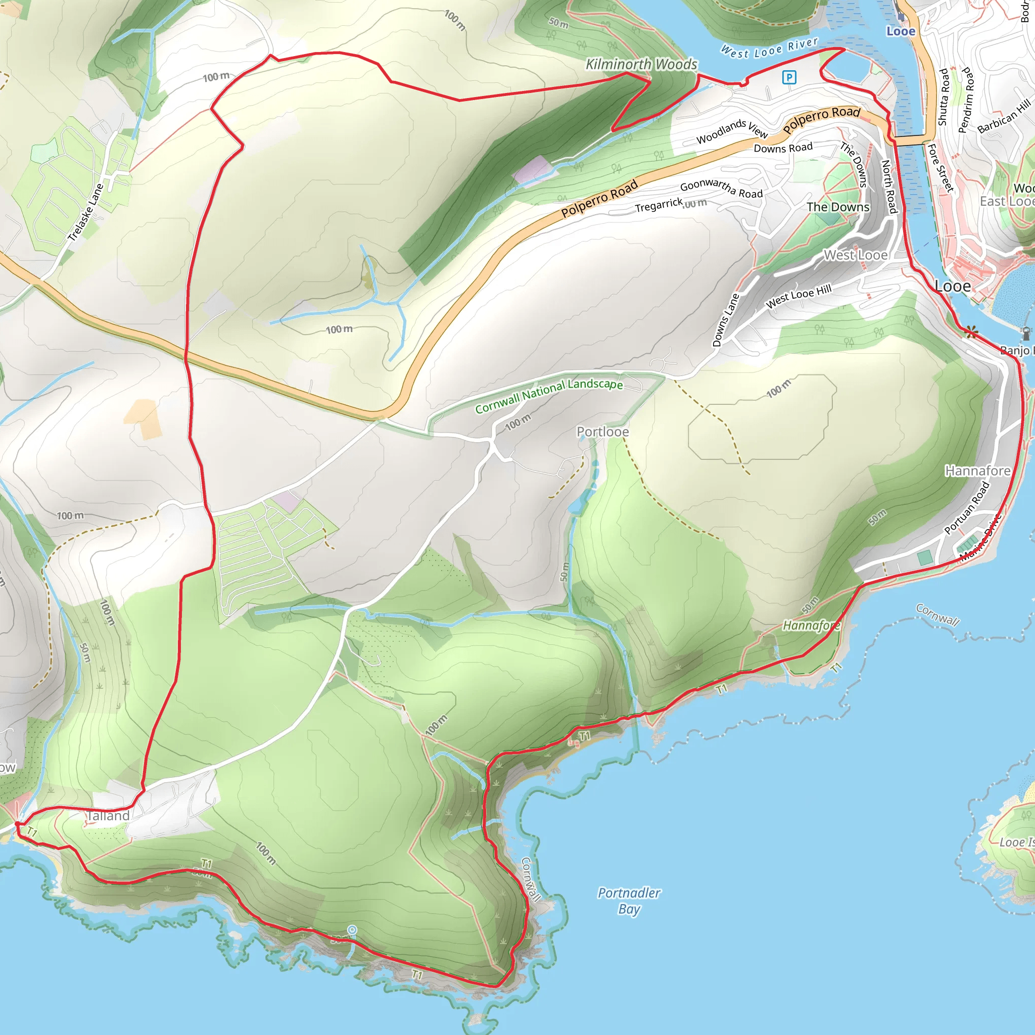 Talland Bay to Looe Circular mobile static map