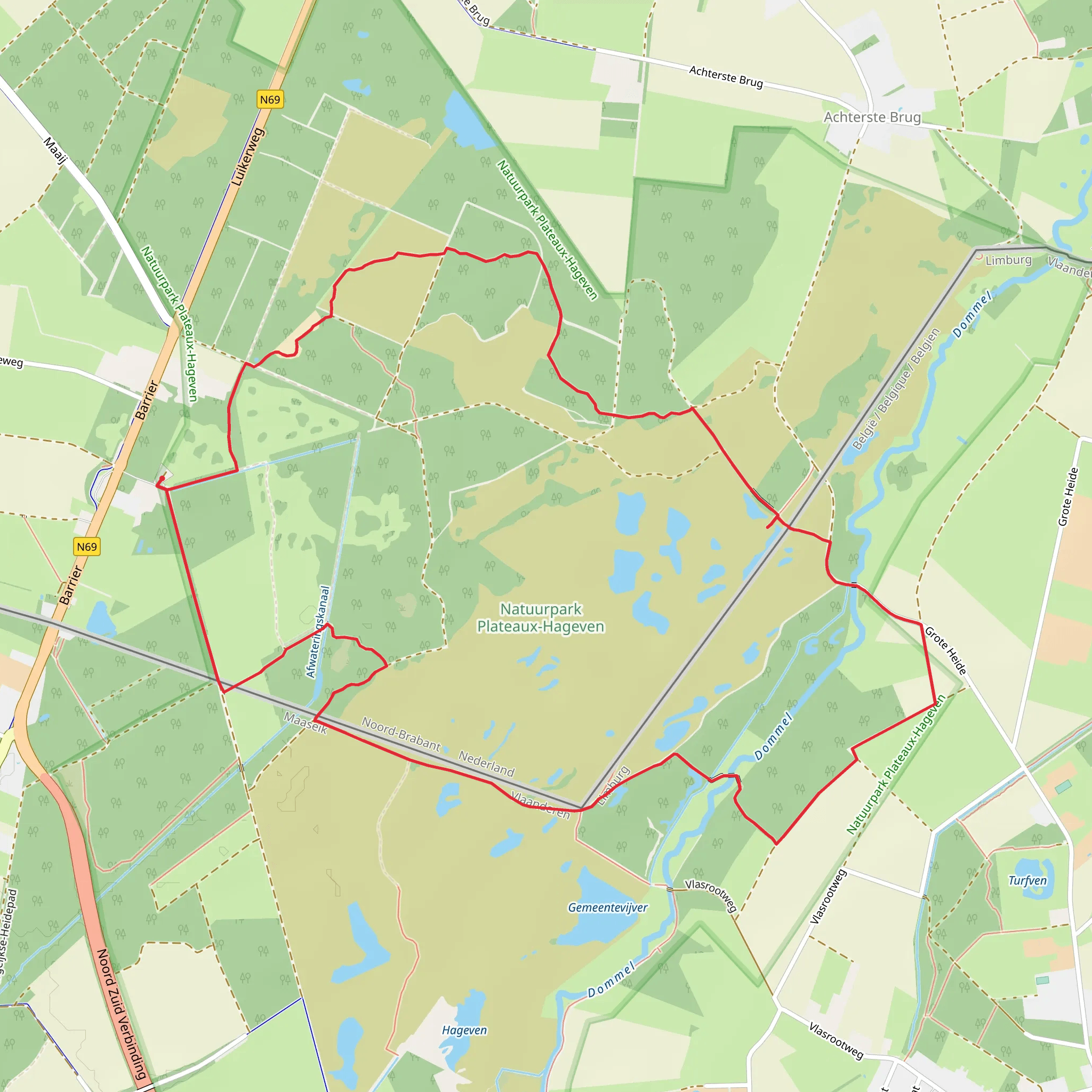 Natuurpark Plateaux - Hageven and Uitkijkpost via Tweelandenpad and Hagevenpad mobile static map