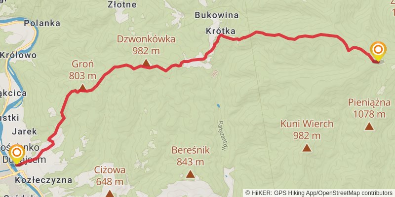 Main Beskid Trail stage 13 Map