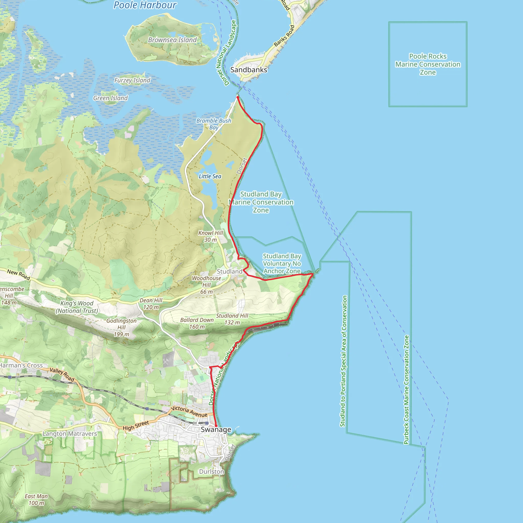 Swanage to South Haven Point Loop mobile static map