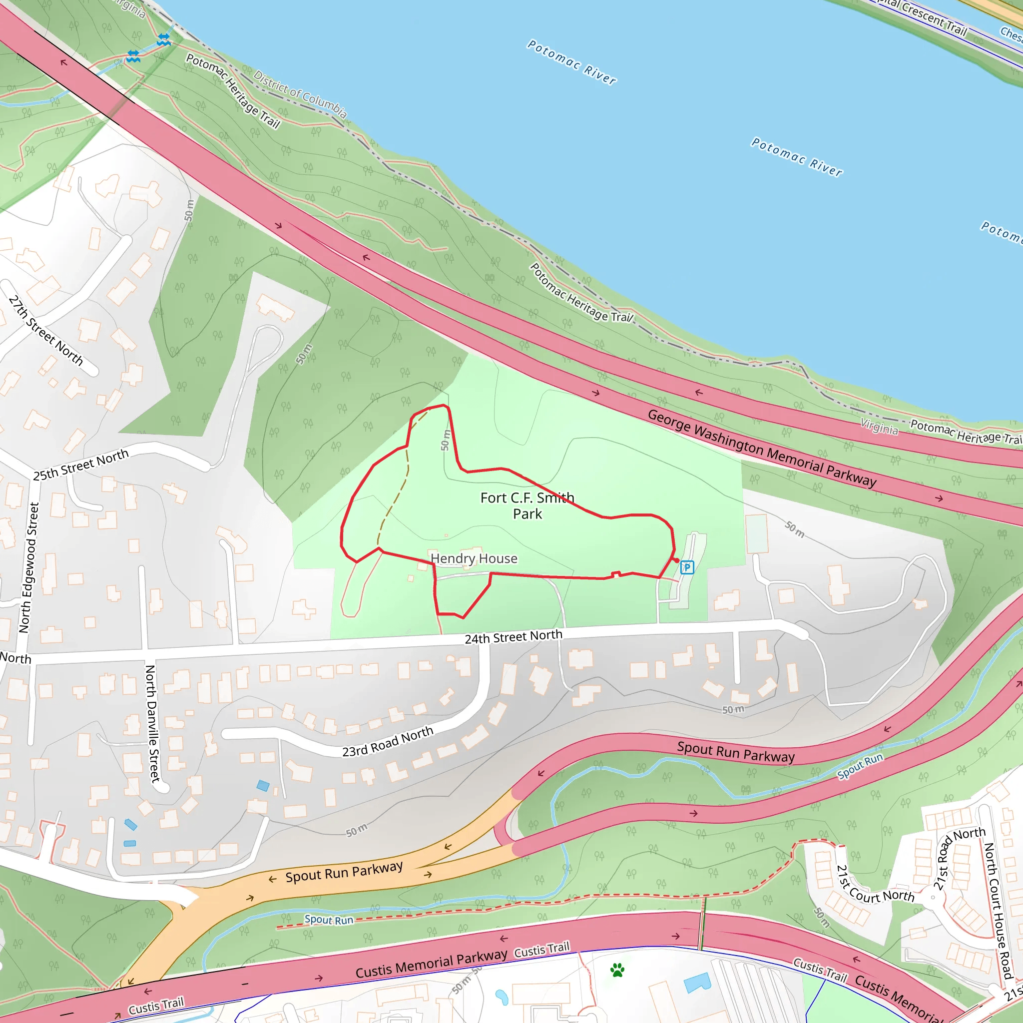 Fort C F Smith Park Loop mobile static map