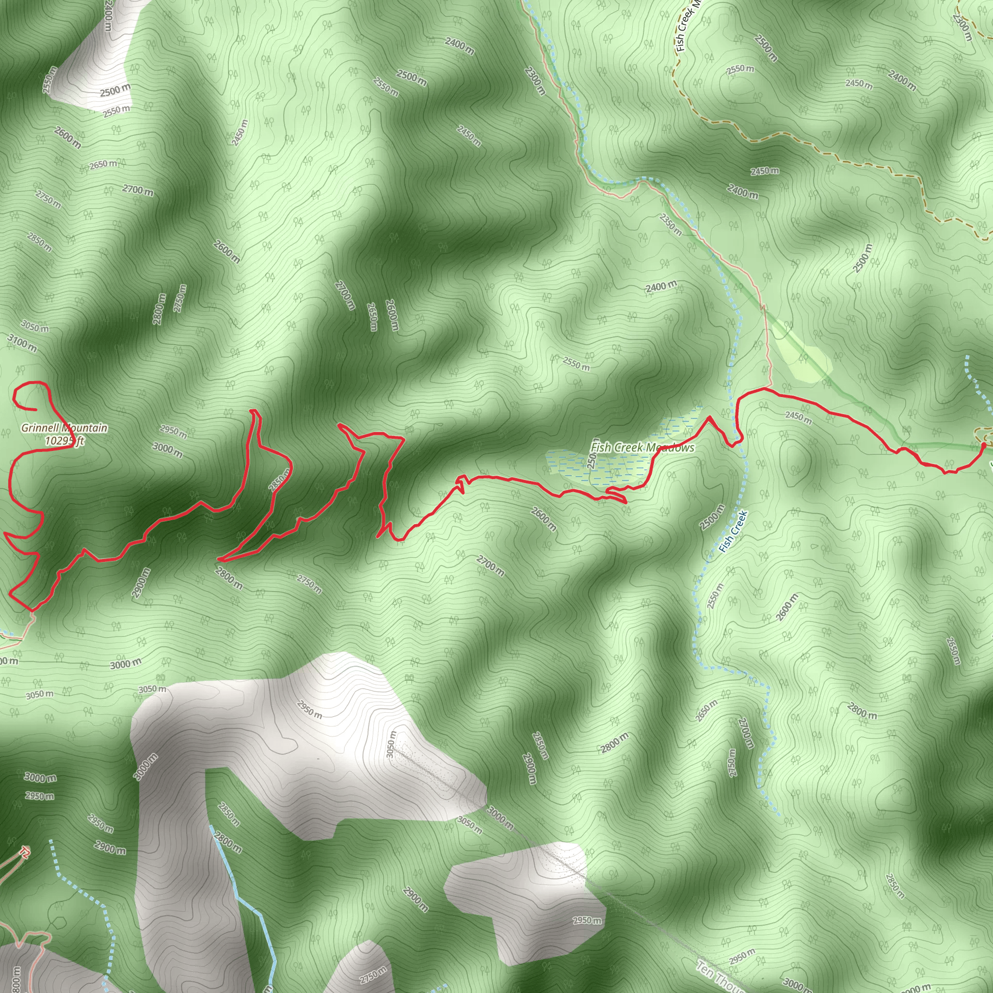 Grinnell Mountain via Fish Creek Trail mobile static map