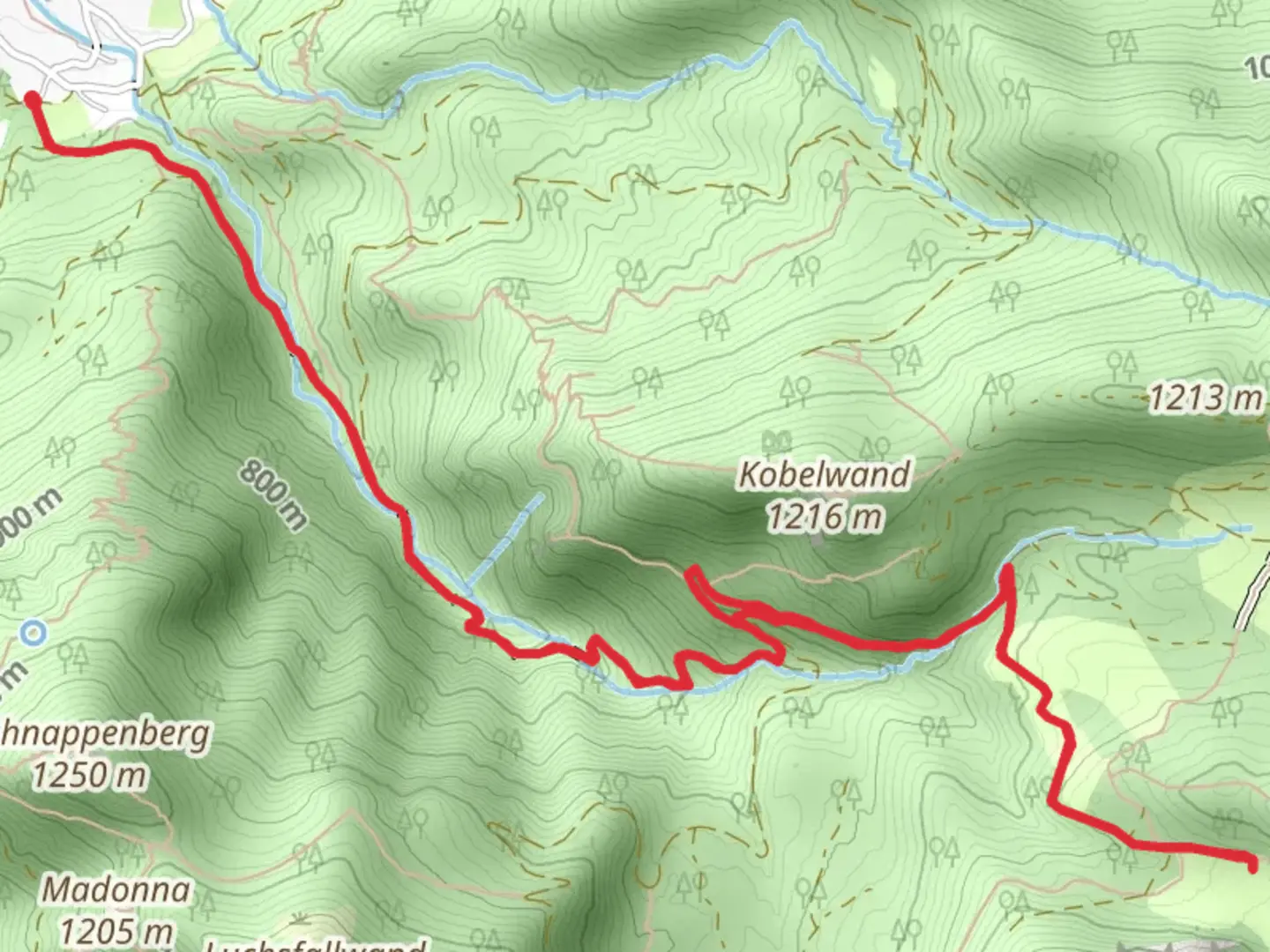 An image depicting the trail Alplbach and Brachtalm via Wanderweg and its surrounding area.