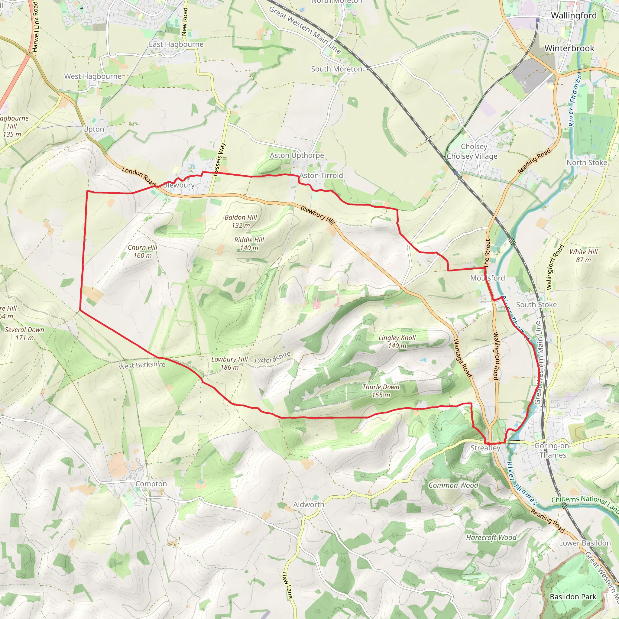 Streatley and Blewbury Loop mobile static map