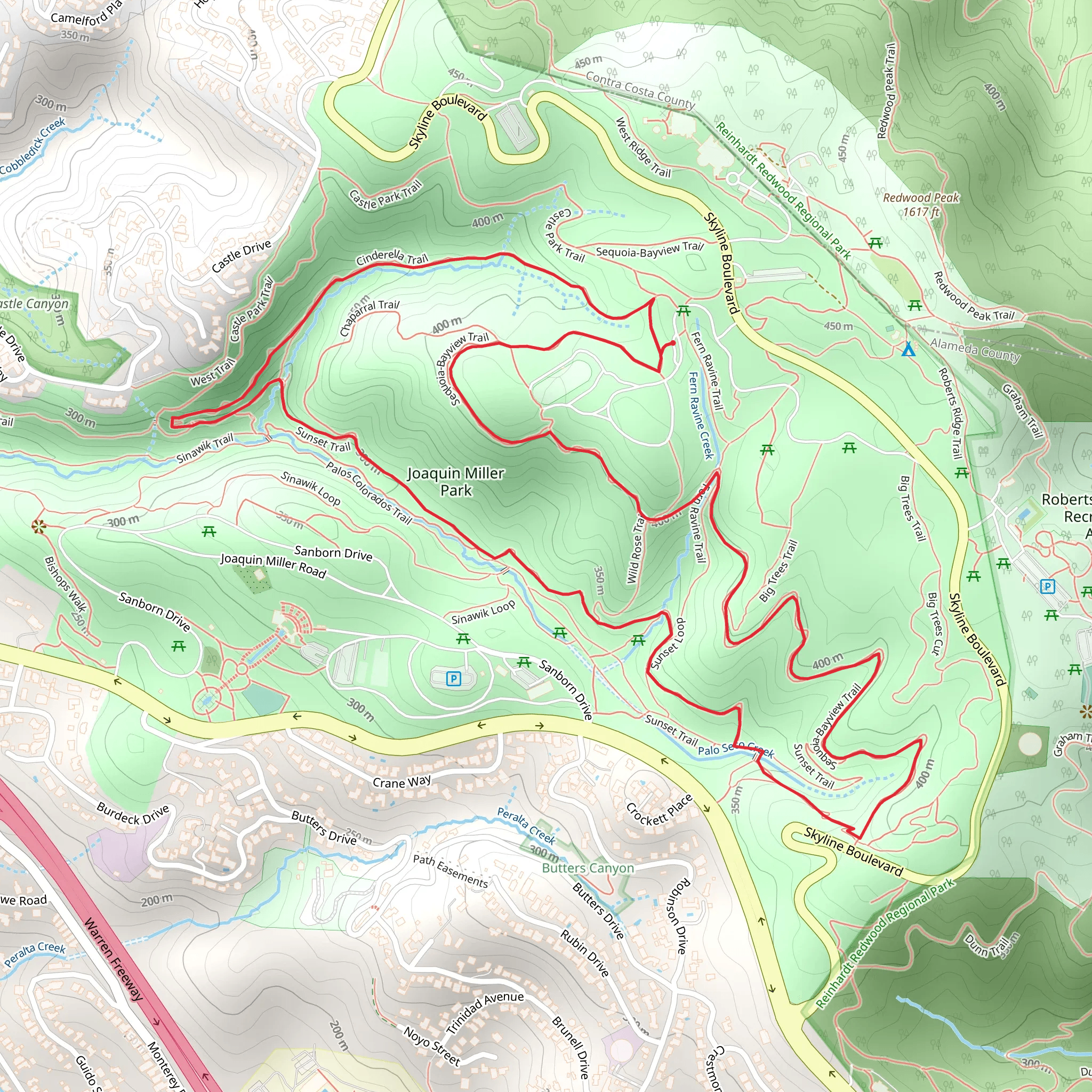 Joaquin Miller Park Loop mobile static map