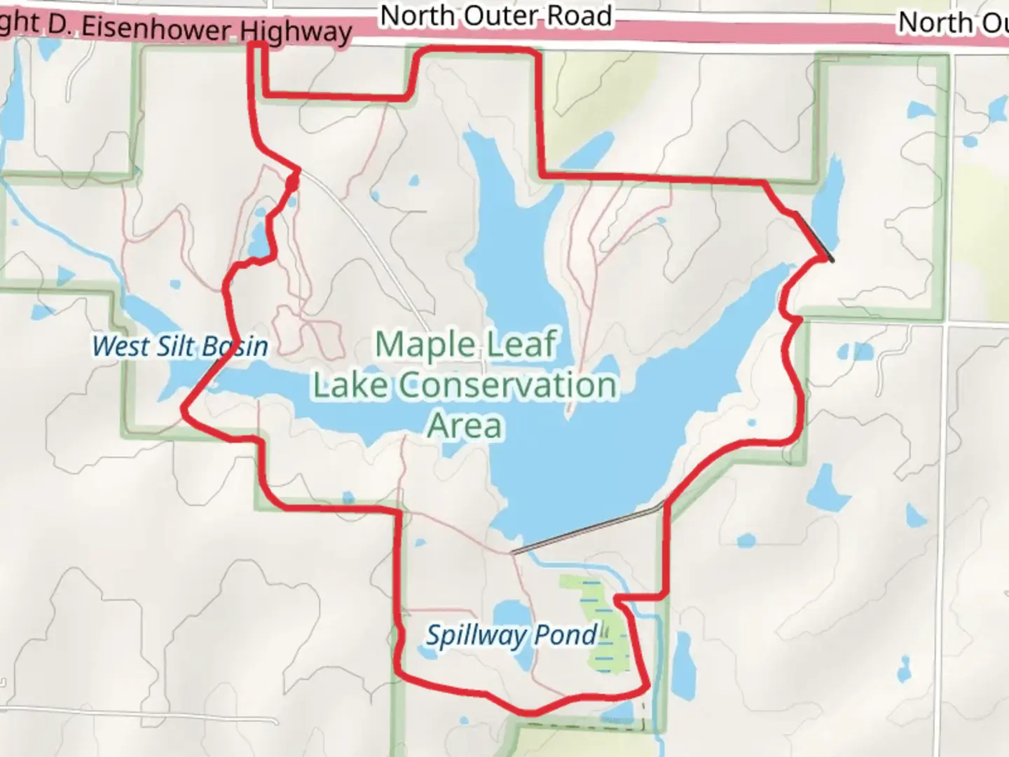 An image depicting the trail East and West Silt Basin and Maple Leaf Lake Loop and its surrounding area.