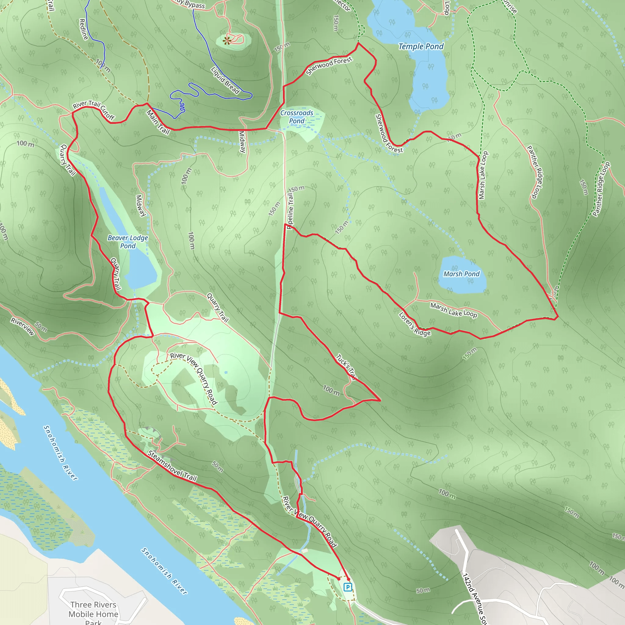 Quarry Trail and Sherwood Forest Loop mobile static map