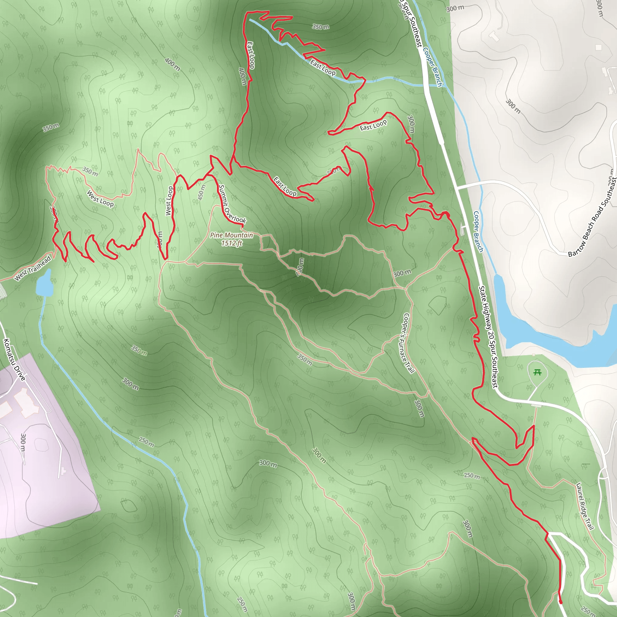 East, West and Summit Overlook Loop mobile static map
