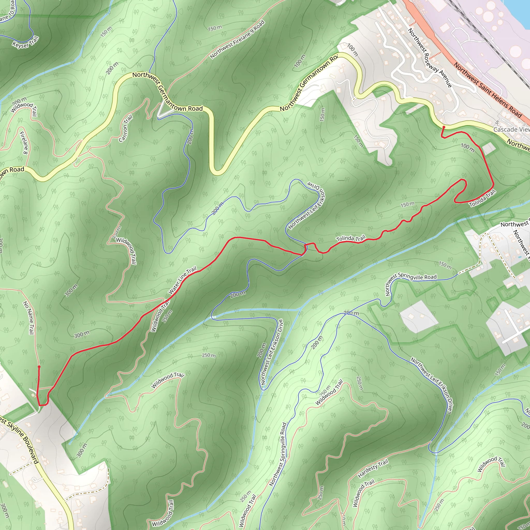Water Line Trail via Tolinda Trail mobile static map