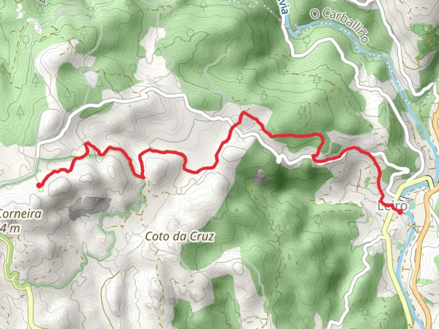 An image depicting the trail PR G 78 Senda de Pena Corneira and its surrounding area.