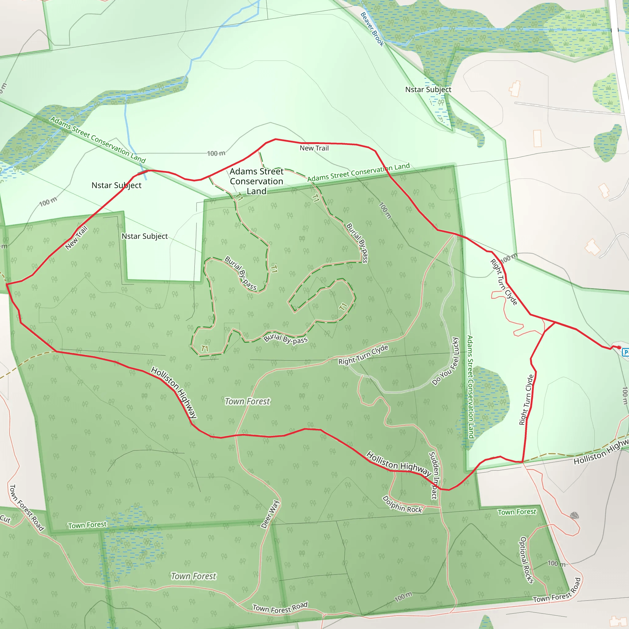 Right Turn Clyde and Holliston Highway Loop Trail mobile static map
