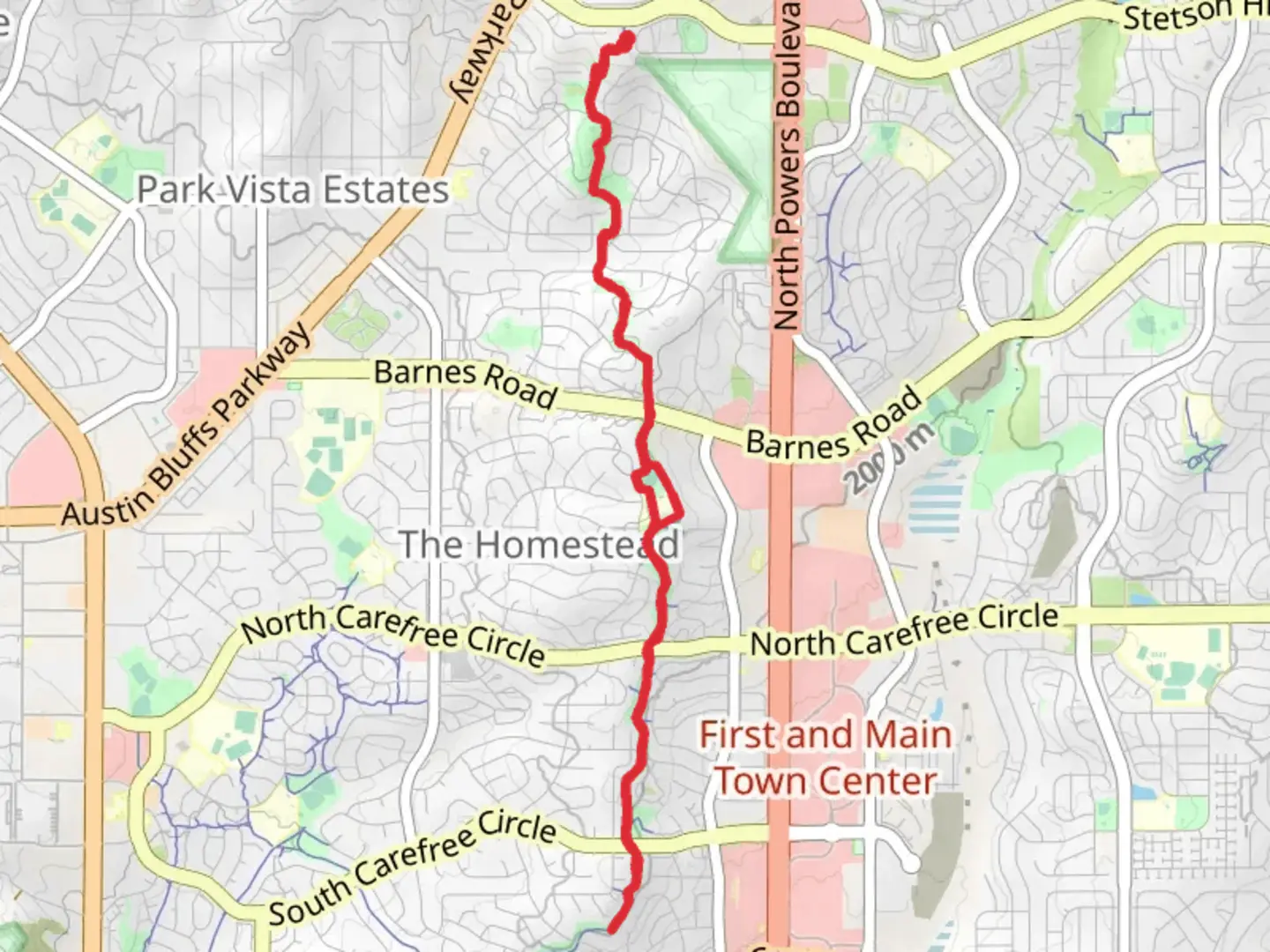 An image depicting the trail Homestead Trail - Stetson Hills Boulevard and its surrounding area.
