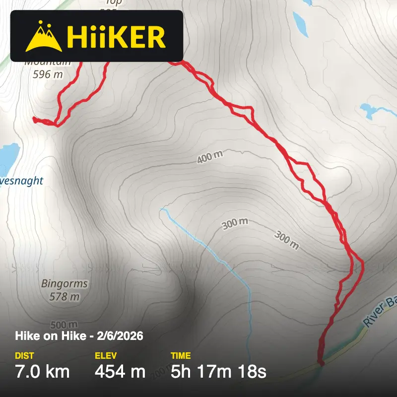 A map preview of the recording Hike on Hike - 2/6/2026.