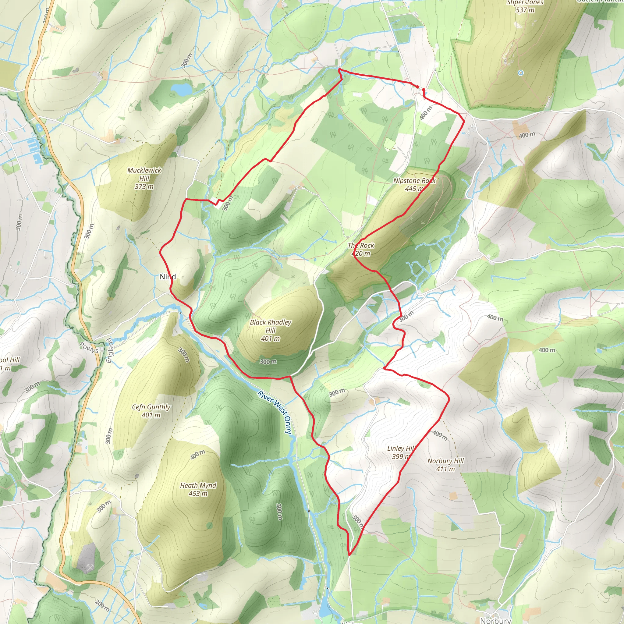 Linley Hill and Linley from The Bog mobile static map