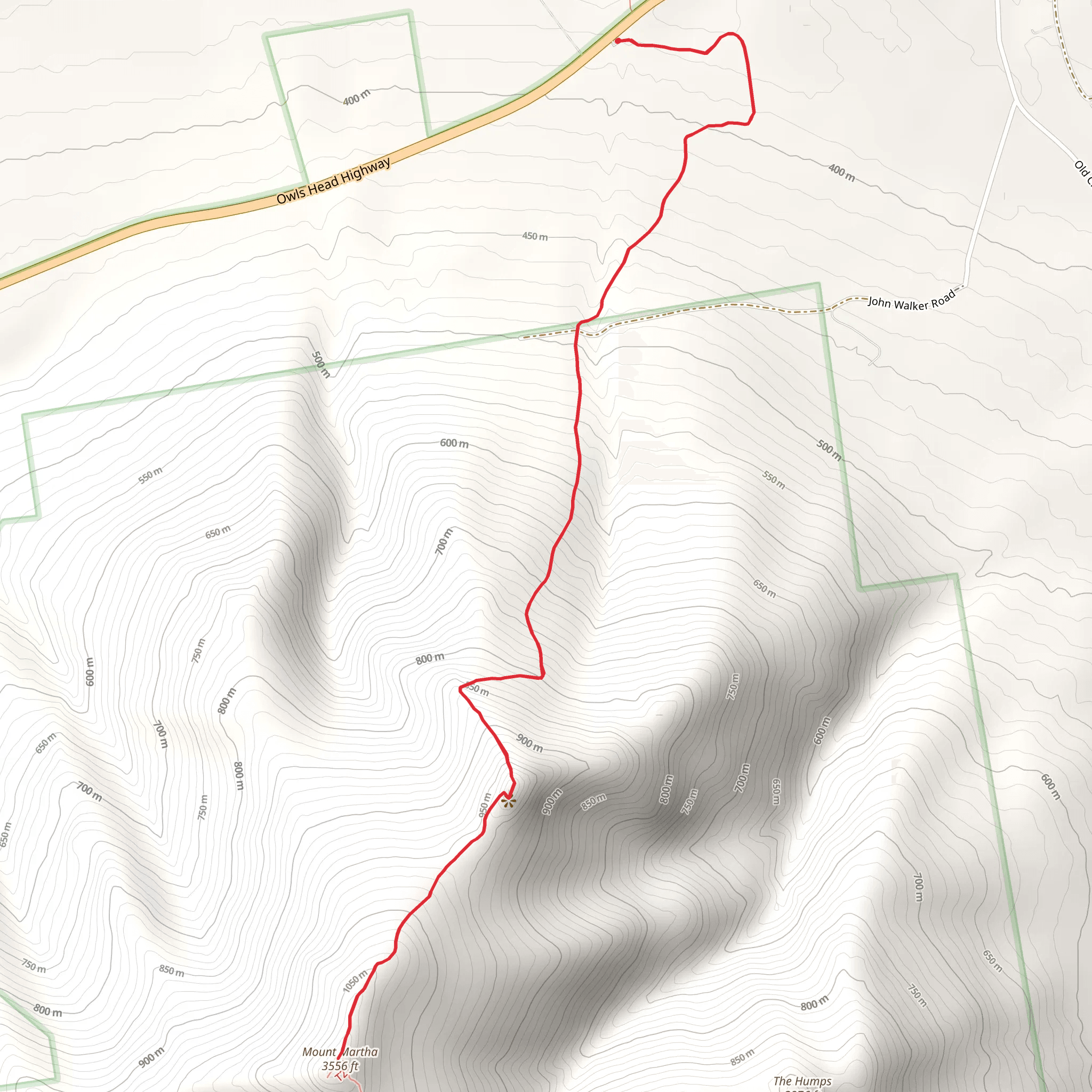 Owl's Head Trail to Mount Martha Trail mobile static map