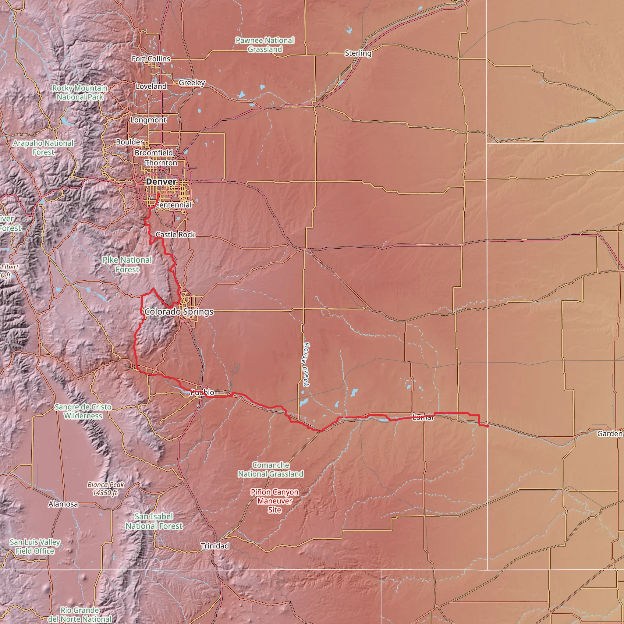 American Discovery Trail South Route - Colorado mobile static map