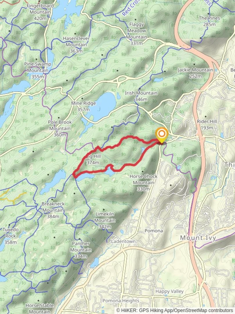 An image depicting the trail Big Hill and First, Second and Third Reservoir Loop Trail from Call Hollow Road and its surrounding area.