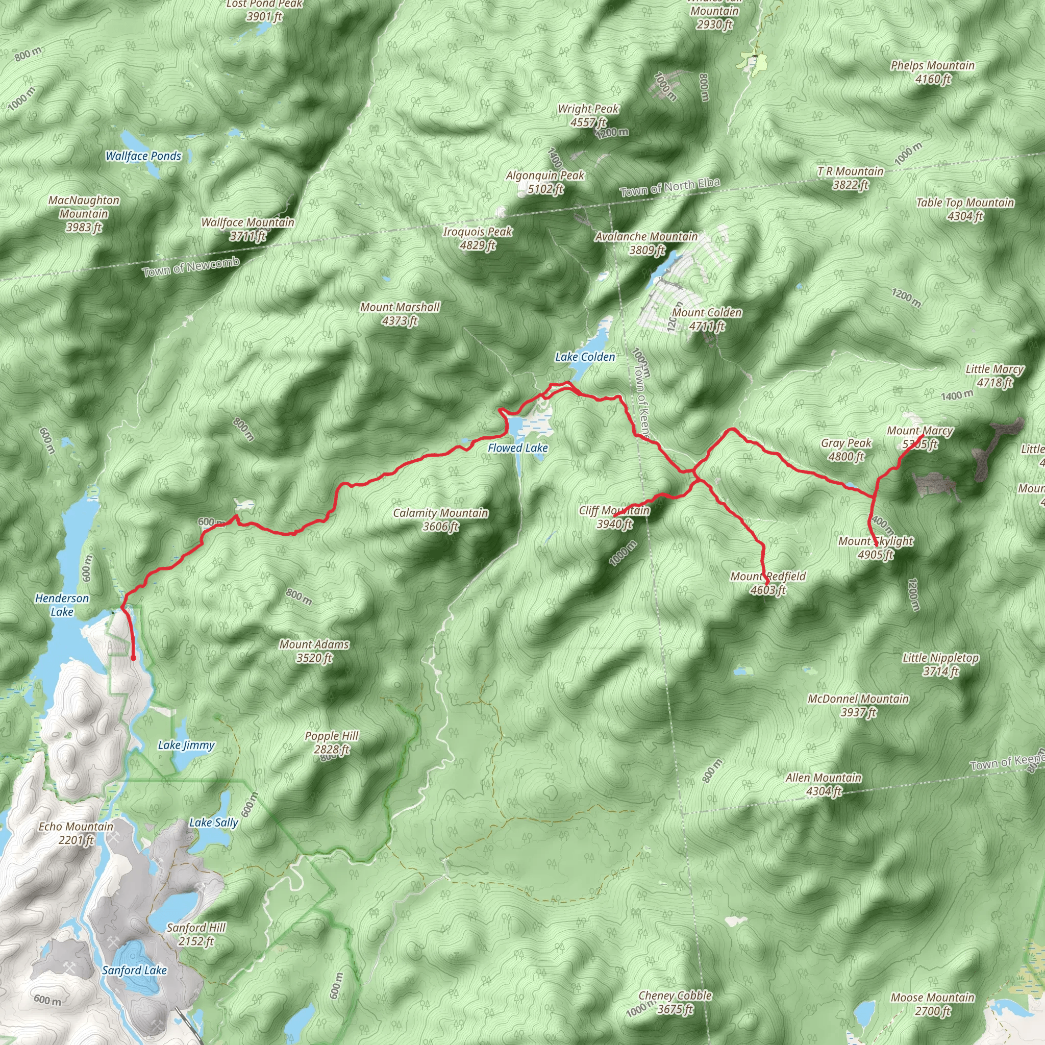 Mount Marcy, Mount SKylight via Calamity Brook Trail mobile static map