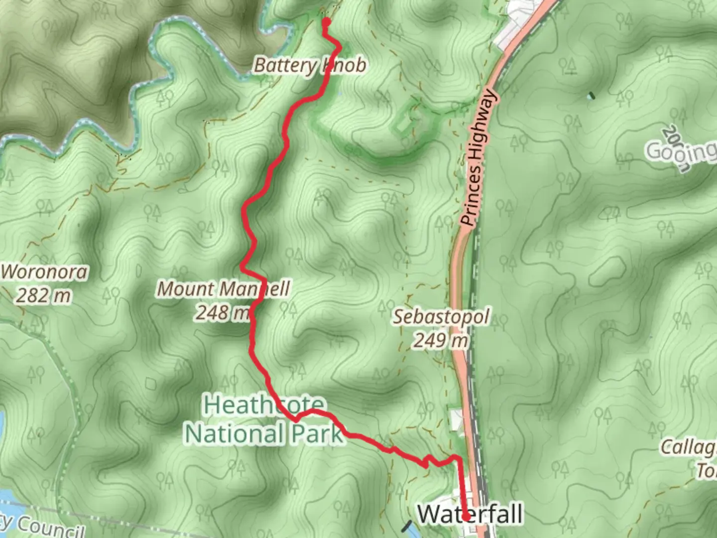 An image depicting the trail Bullawarring Track and its surrounding area.